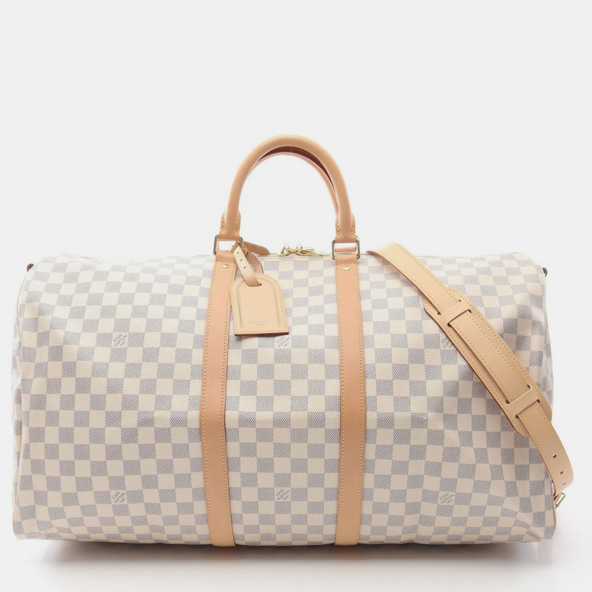 

Louis Vuitton Keepall Bandouriere 55 Hand Shoulder Bag Damier Azur Lv, White