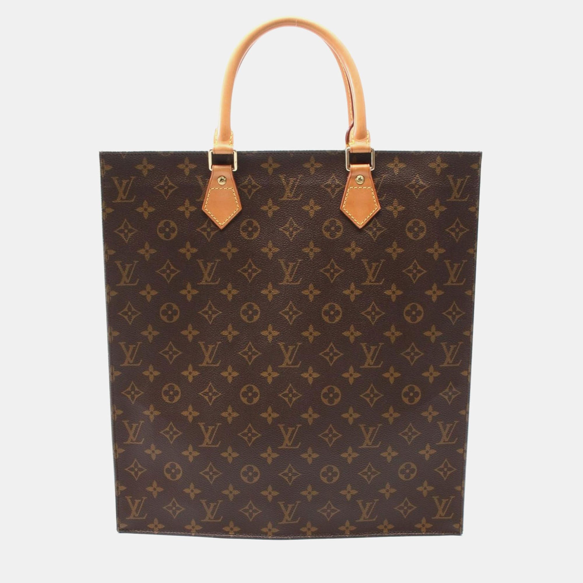 

Louis Vuitton Sac Plat Tote Bag Monogram Leather Brown Lv