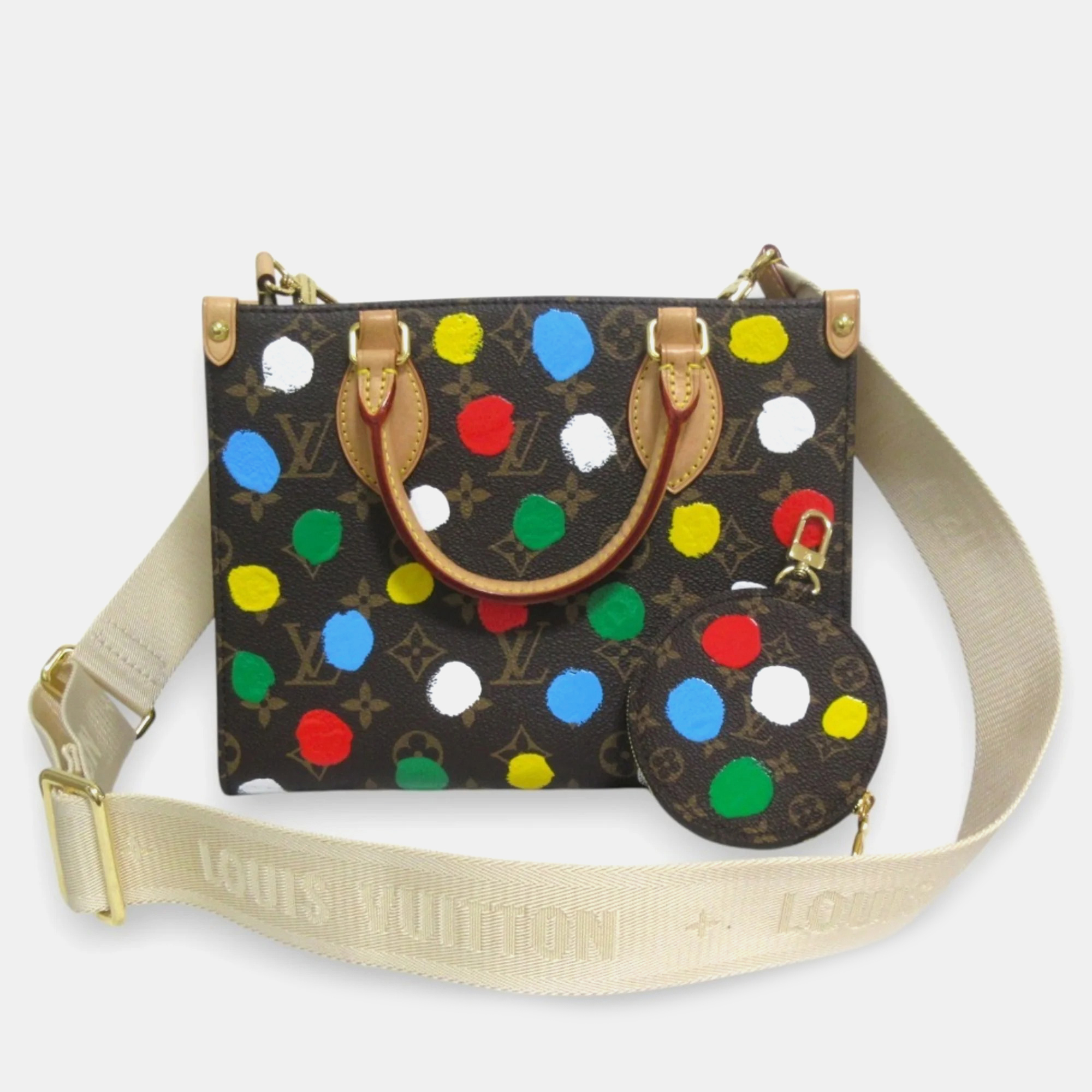 

Louis Vuitton Monogram On The Go Pm Paint Dot Hand Shoulder Bag, Brown