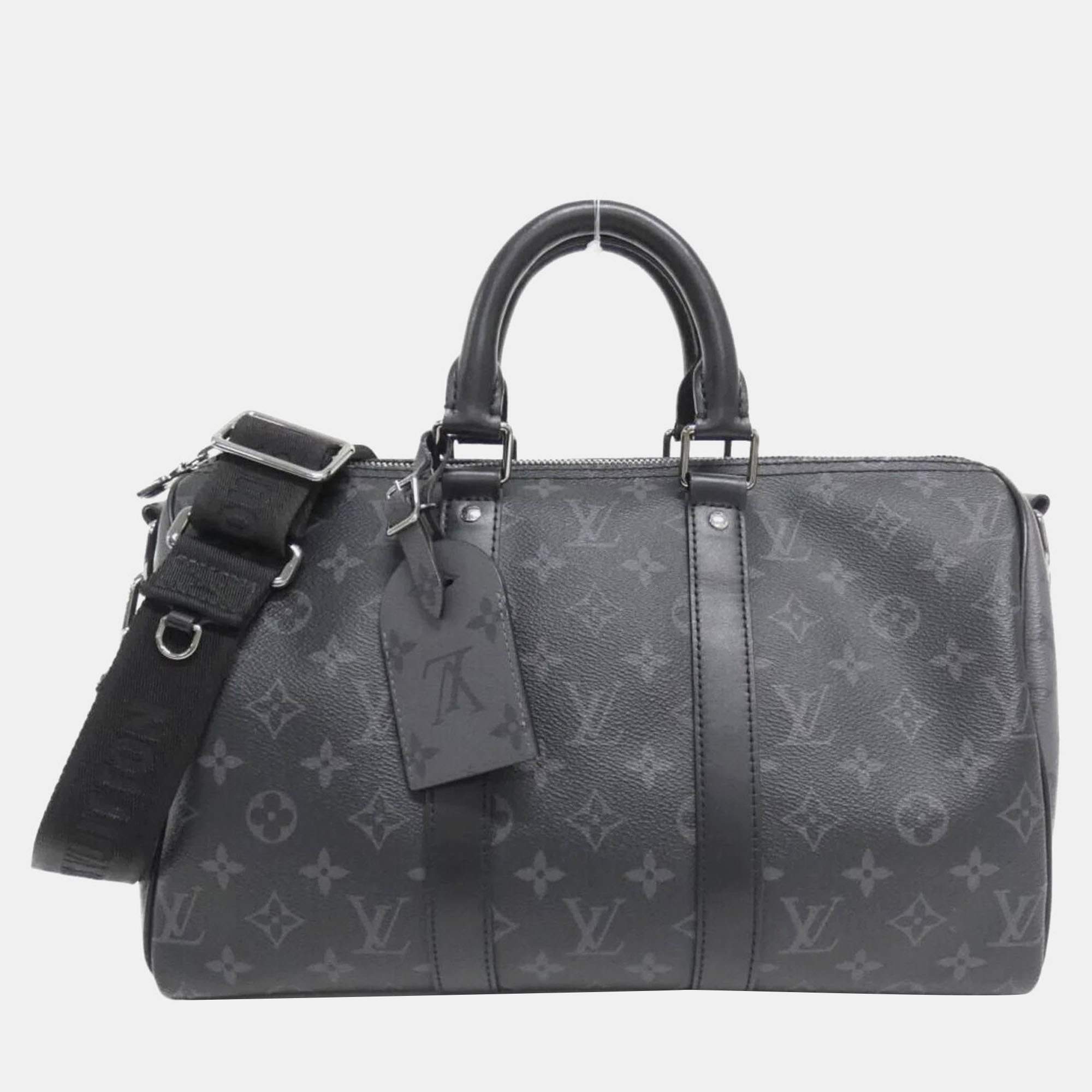

Louis Vuitton Monogram Eclipse Keepall Bandouliere  Boston Bag, Black