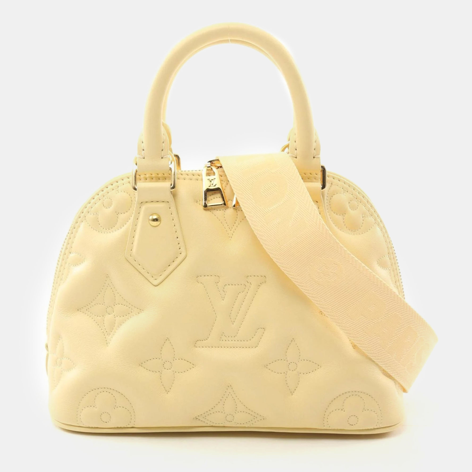 

Louis Vuitton Yellow Glam Banana Leather Alma BB Soft Bubble Handbag