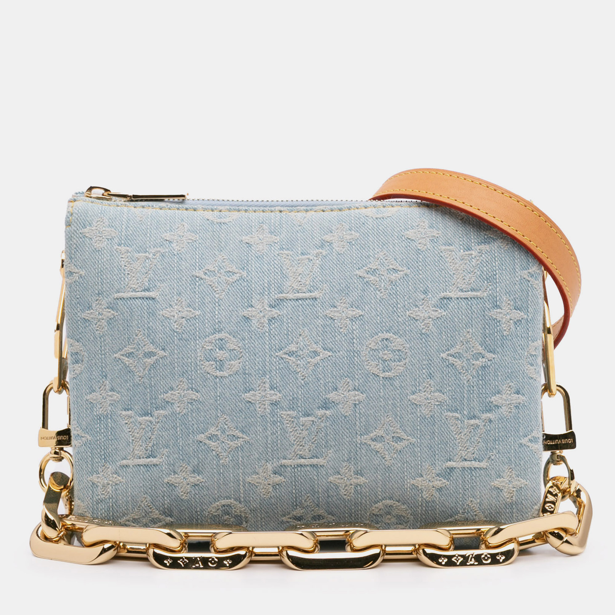 Pre-owned Louis Vuitton Blue Monogram Denim Coussin Bb