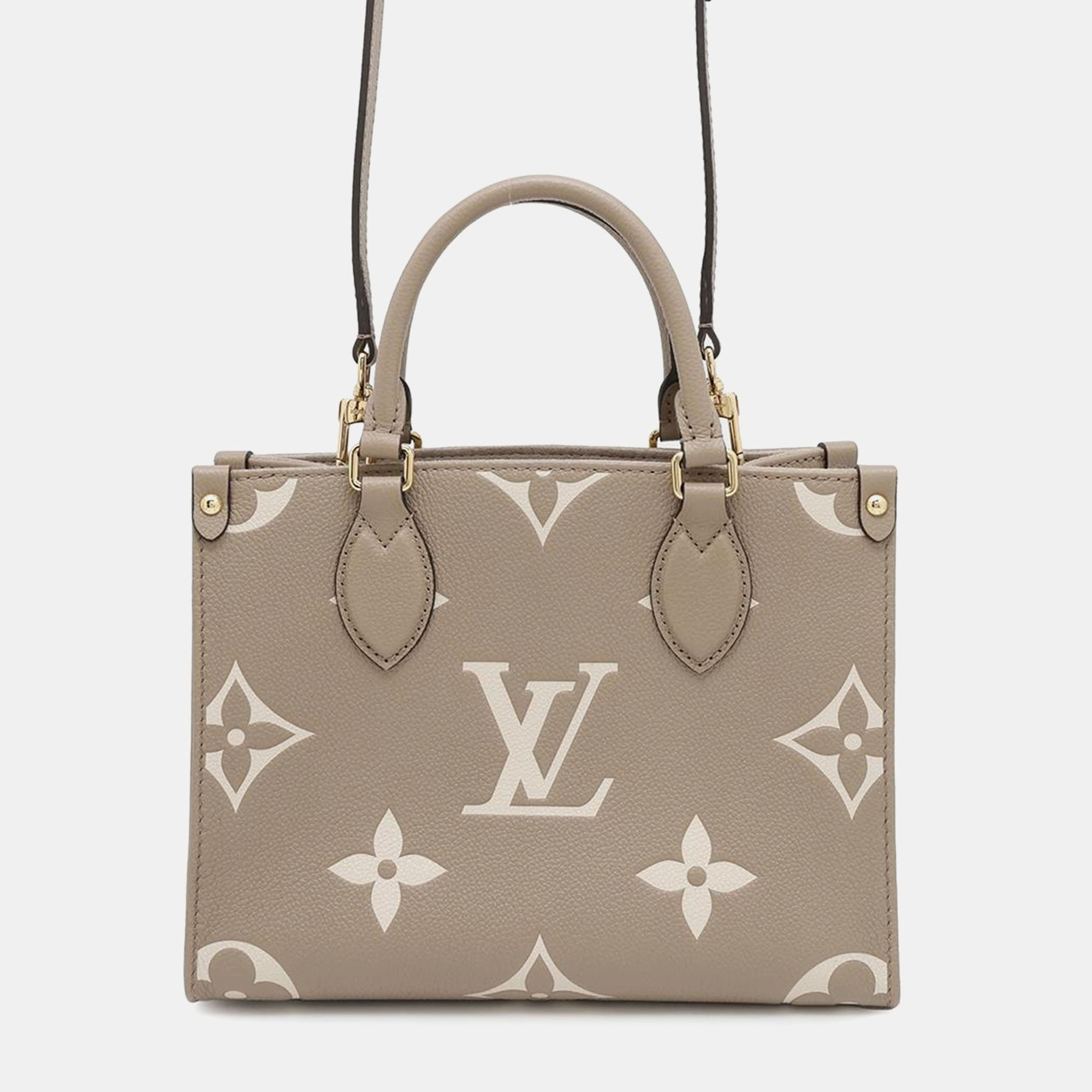

Louis Vuitton Tourterelle Monogram Empreinte Leather PM OnTheGo Tote Bag, Beige