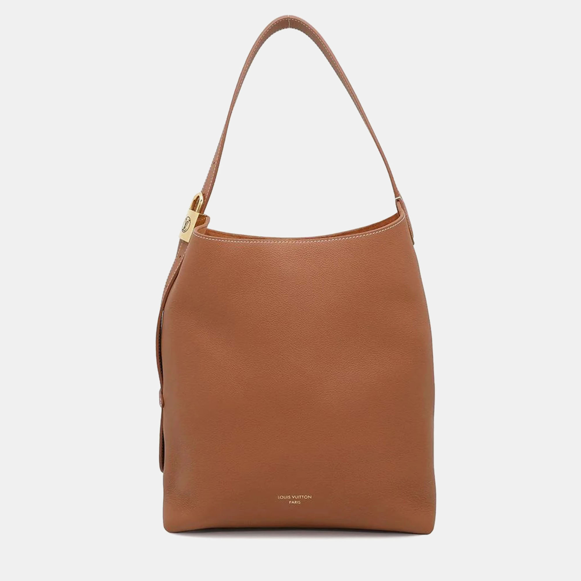 

Louis Vuitton Cognac Grained Calf Leather MM Hobo Bag, Brown