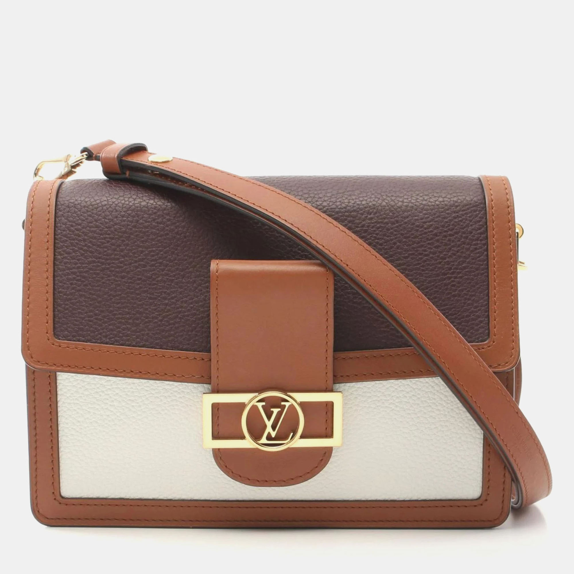 

Louis Vuitton Brown and White Taurillon Leather Dauphine MM Shoulder Bag