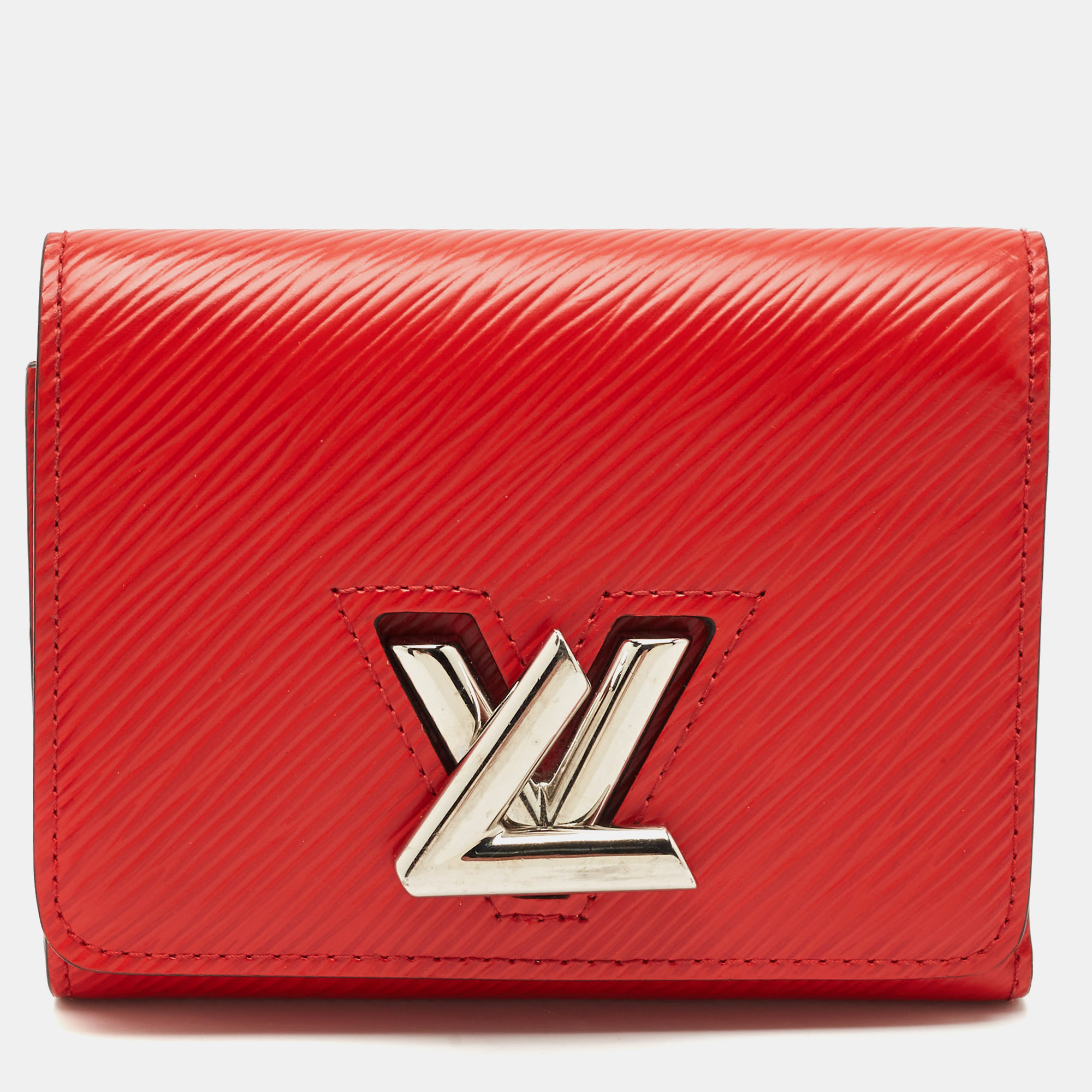 

Louis Vuitton Coquelicot Epi Leather Twist Compact Wallet, Red