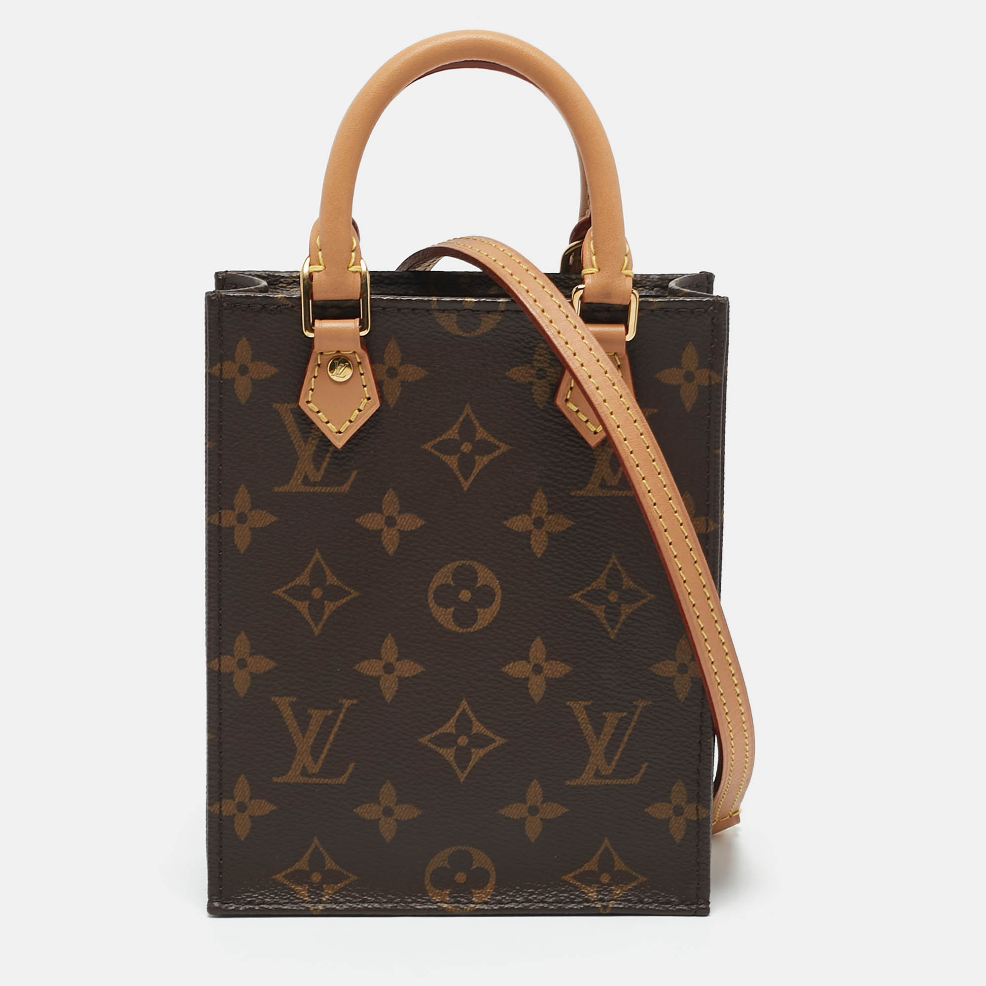 

Louis Vuitton Monogram Canvas Petit Sac Plat Bag, Brown