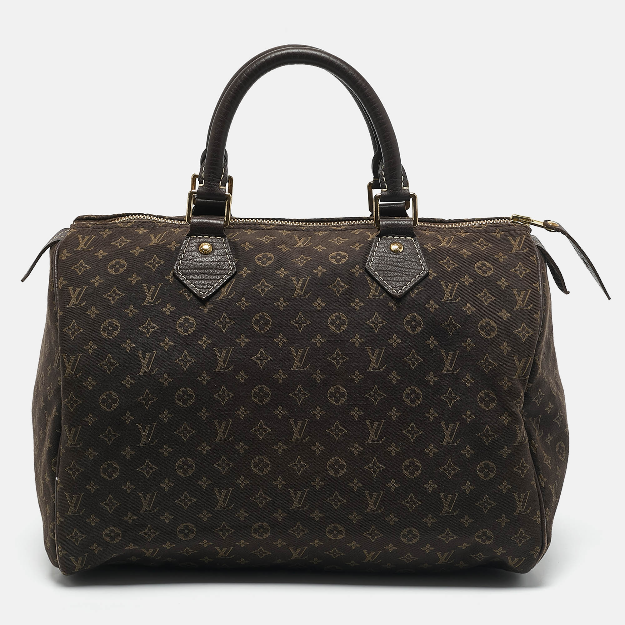 

Louis Vuitton Fusain Monogram Mini Lin Canvas Speedy 30 Bag, Brown