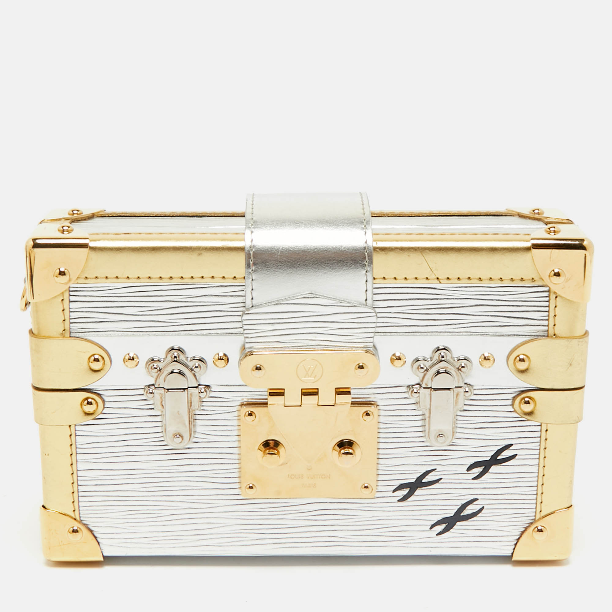 

Louis Vuitton Silver/Gold Epi Leather Petite Malle Bag