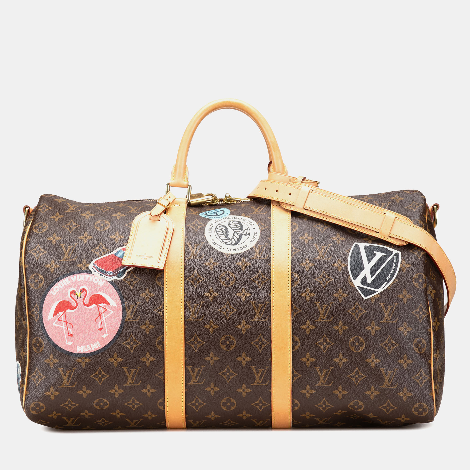 

Louis Vuitton Brown Monogram World Tour Keepall Bandouliere 50