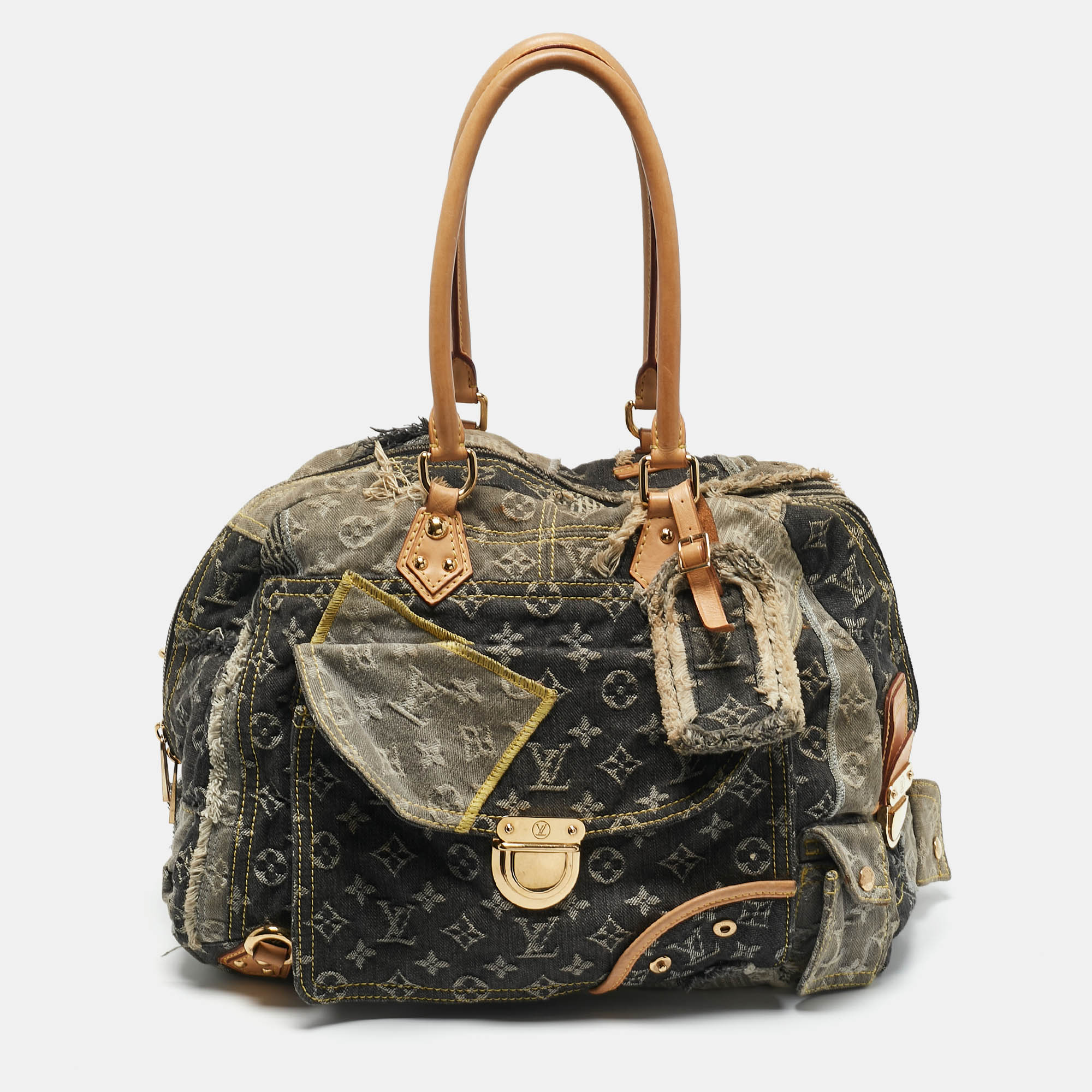 

Louis Vuitton Grey Monogram Denim Patchwork Limited Edition Bowly Bag
