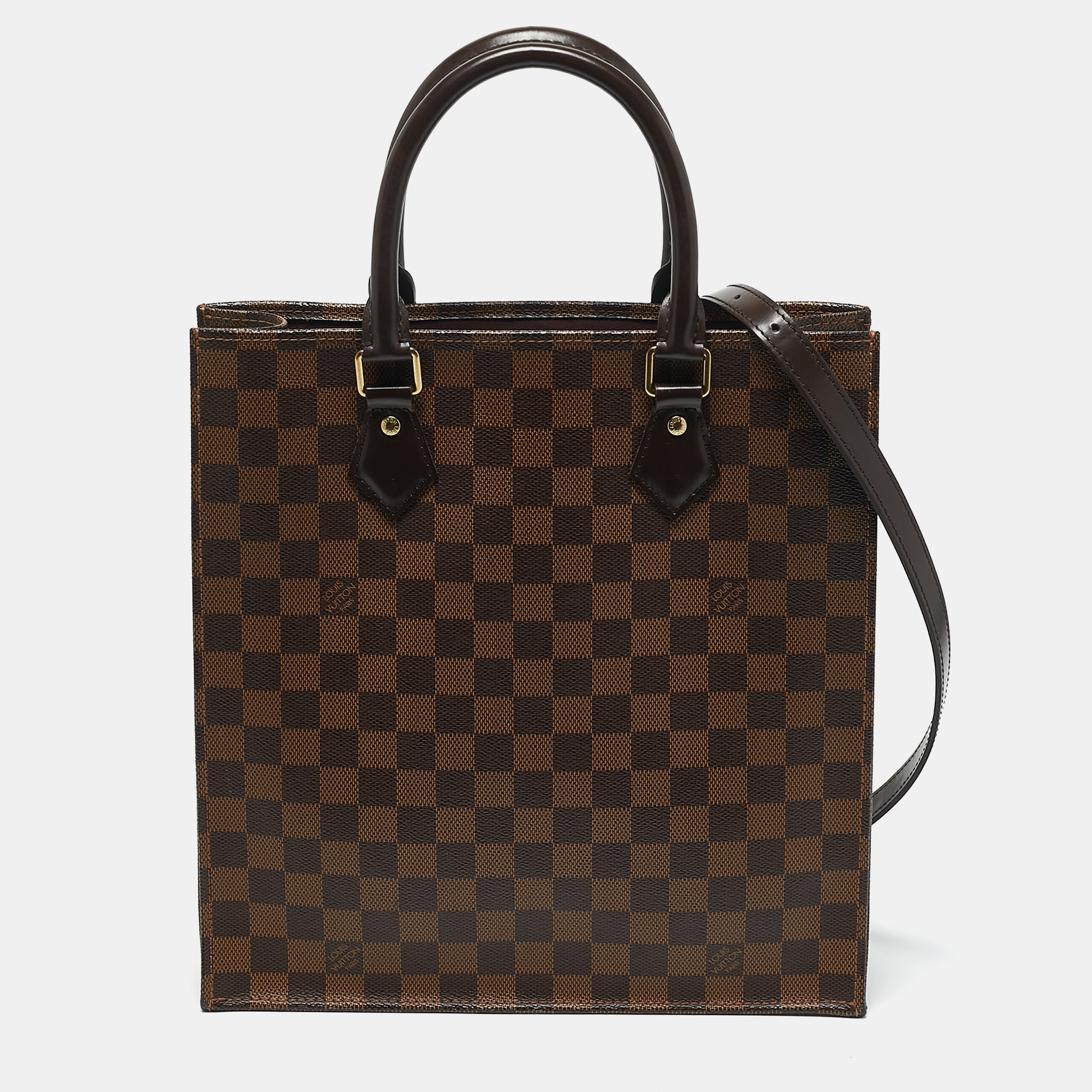 

Louis Vuitton Damier Ebene Canvas Sac Plat PM Bag, Brown