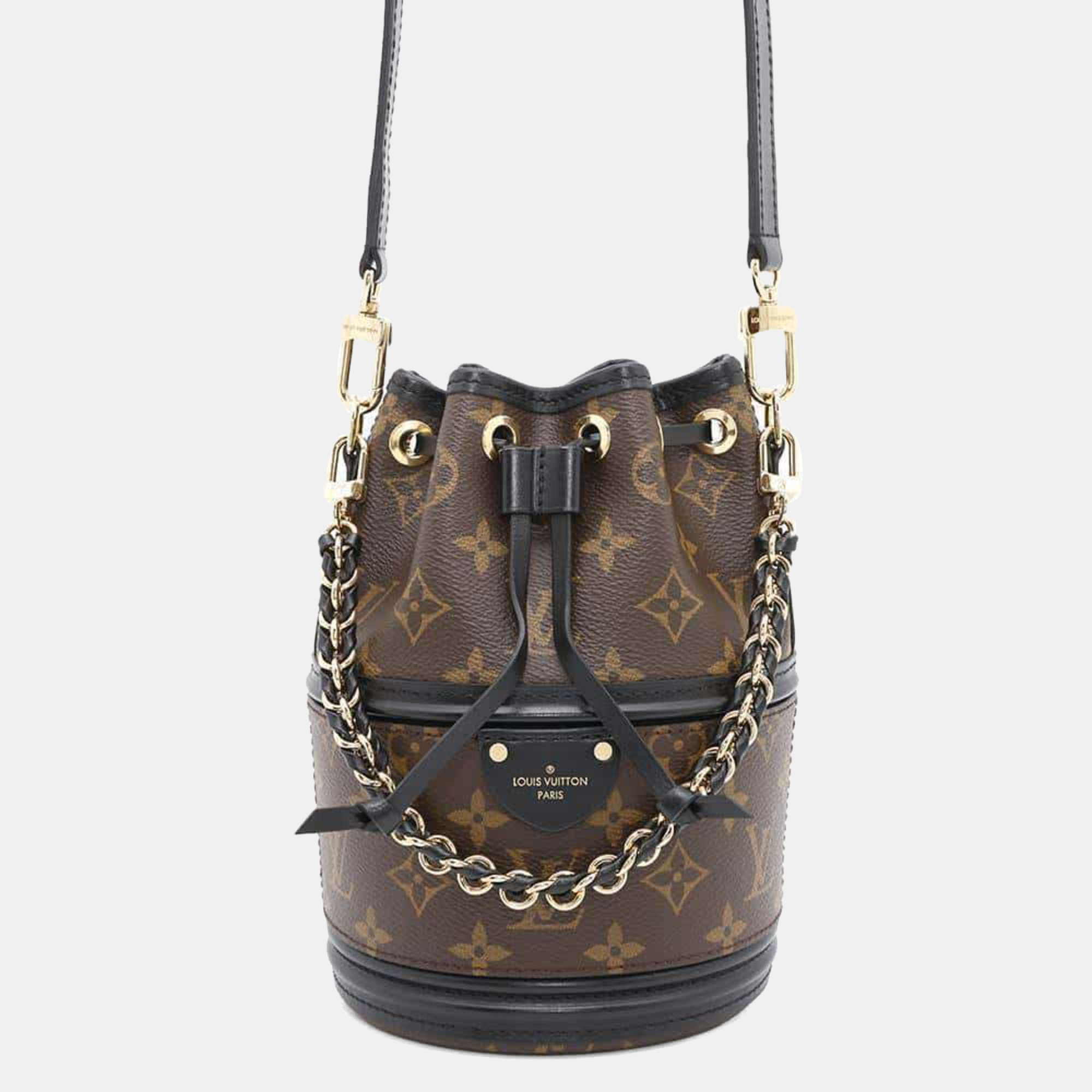 

Louis Vuitton Black & Brown Coated Canvas LV Monogram Canoe Bucket Bag