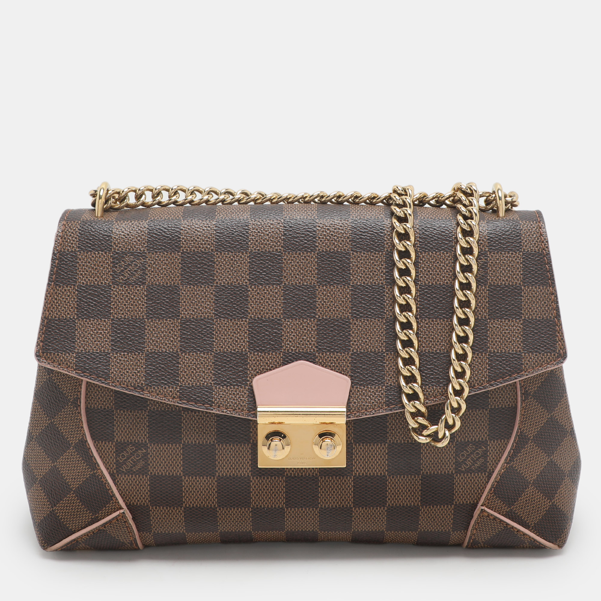 

Louis Vuitton Rose Ballerine Damier Ebene Canvas Caissa Flap Bag, Brown