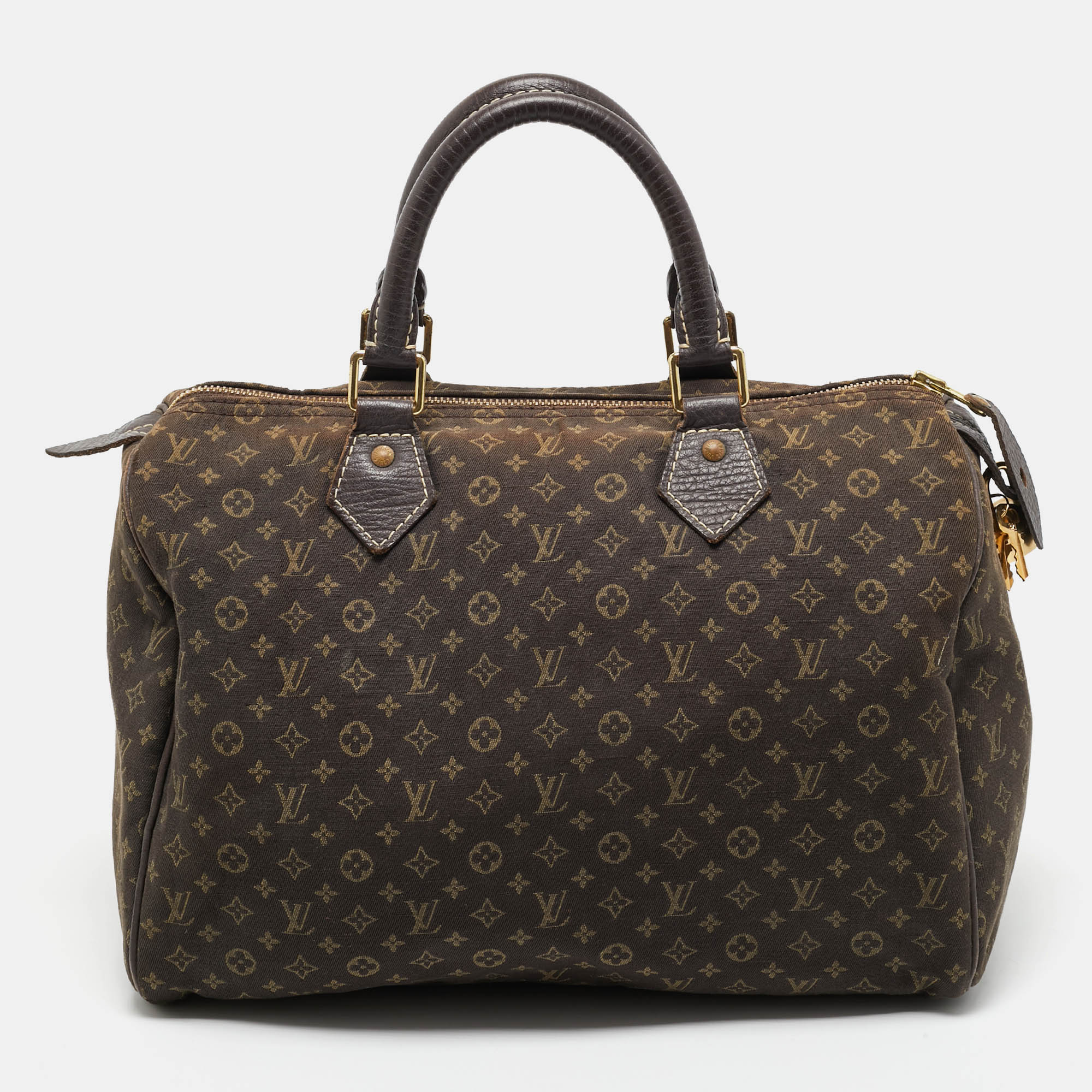 

Louis Vuitton Fusain Monogram Mini Lin Canvas Speedy 30 Bag, Brown