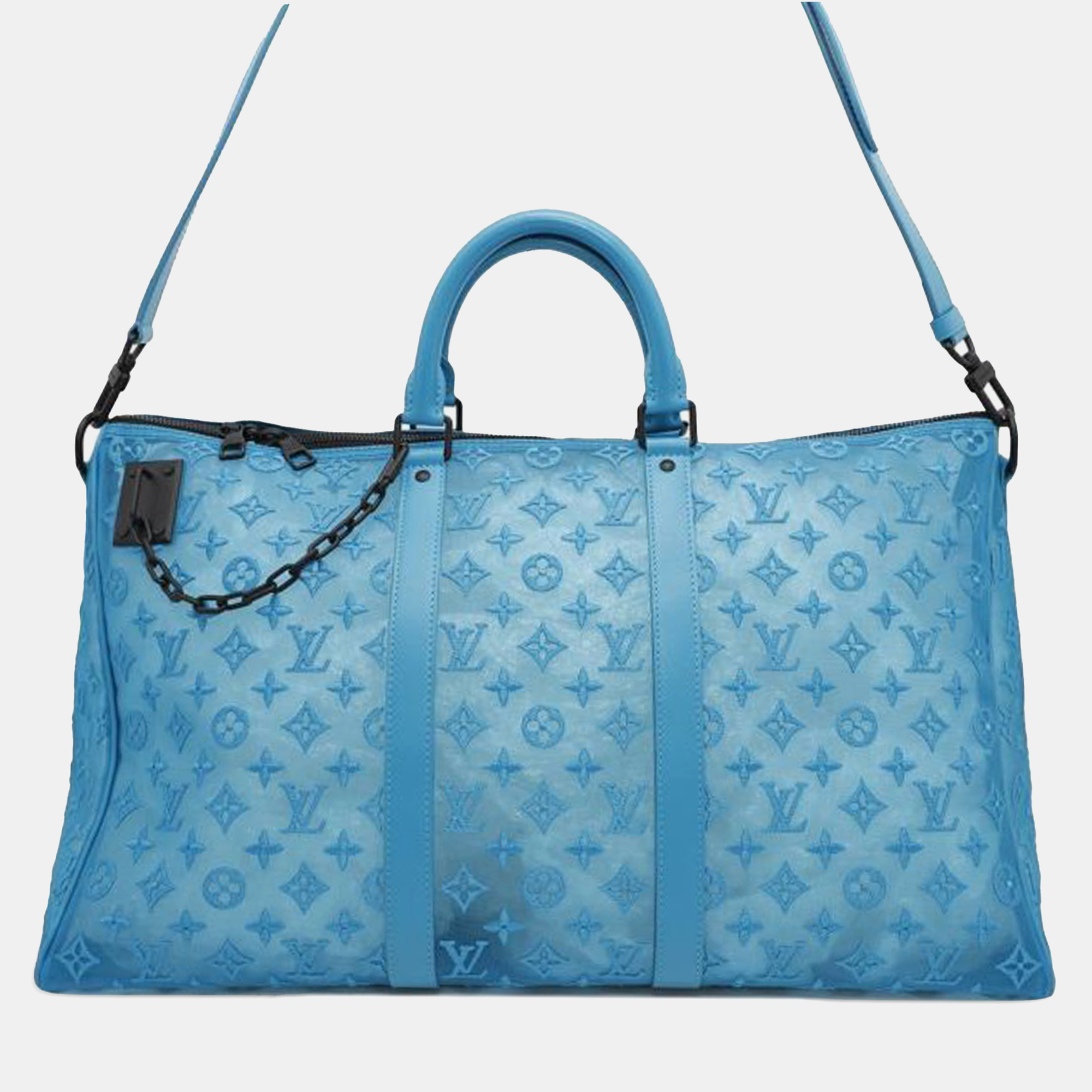 

Louis Vuitton Blue Monogram Mesh Keepall Bandouliere 50