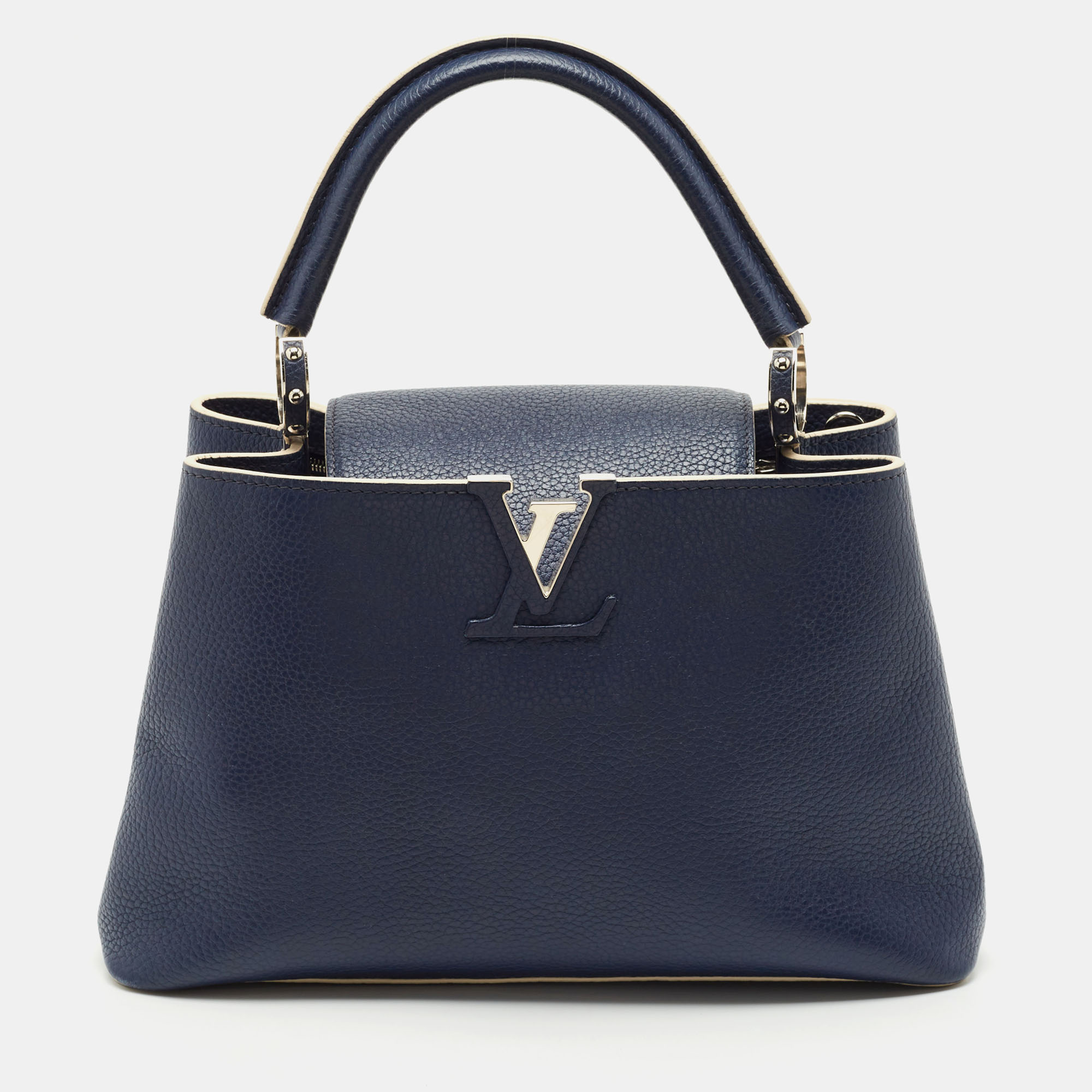 

Louis Vuitton Navy Blue Leather Capucines PM Bag