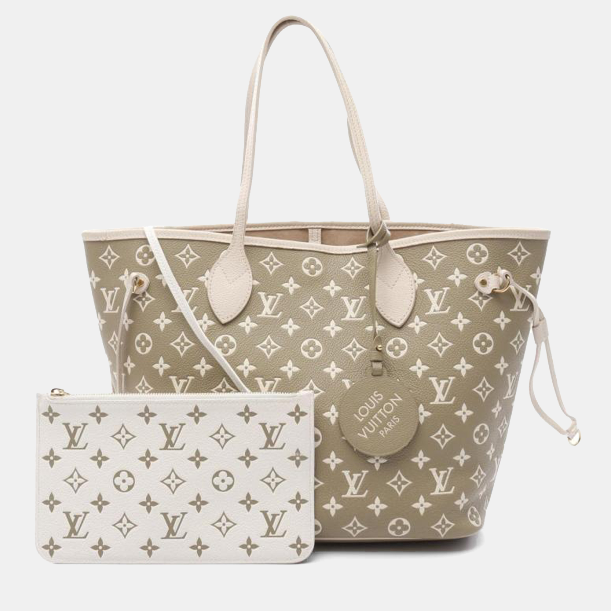 

Louis Vuitton Khaki/Beige Monogram Empreinte Leather Neverfull MM Spring in the City Tote Bag
