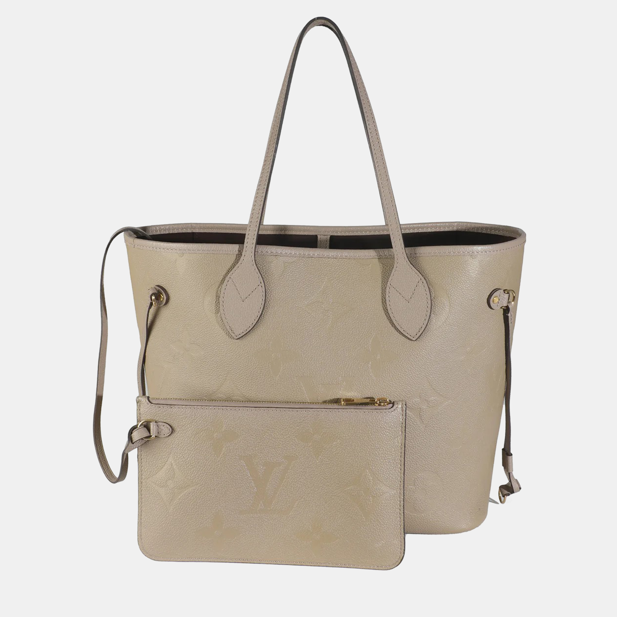 

Louis Vuitton Turtledove Monogram Empreinte Neverfull MM bag, Beige
