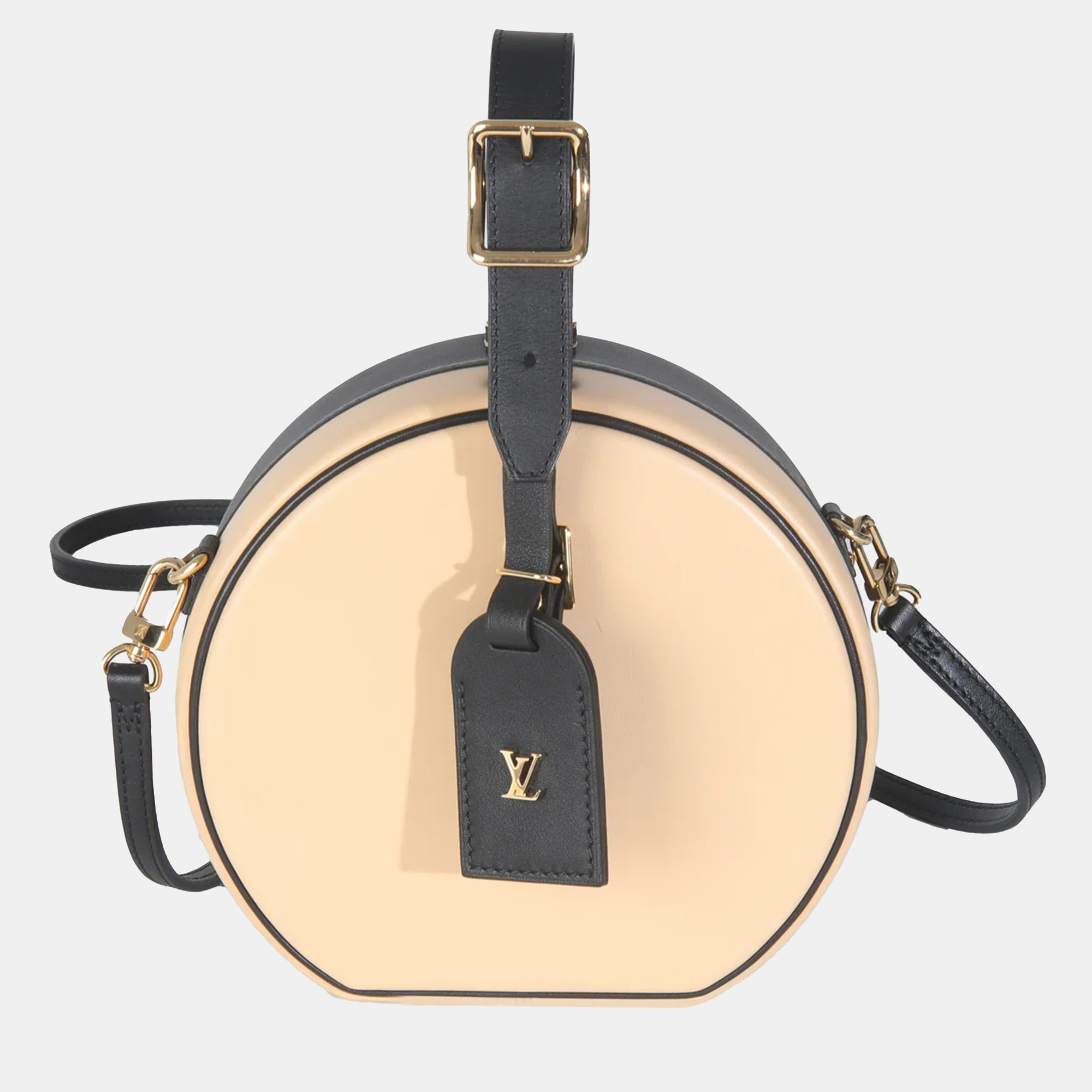 

Louis Vuitton Black Beige Calfskin Petite Boite Chapeau bag