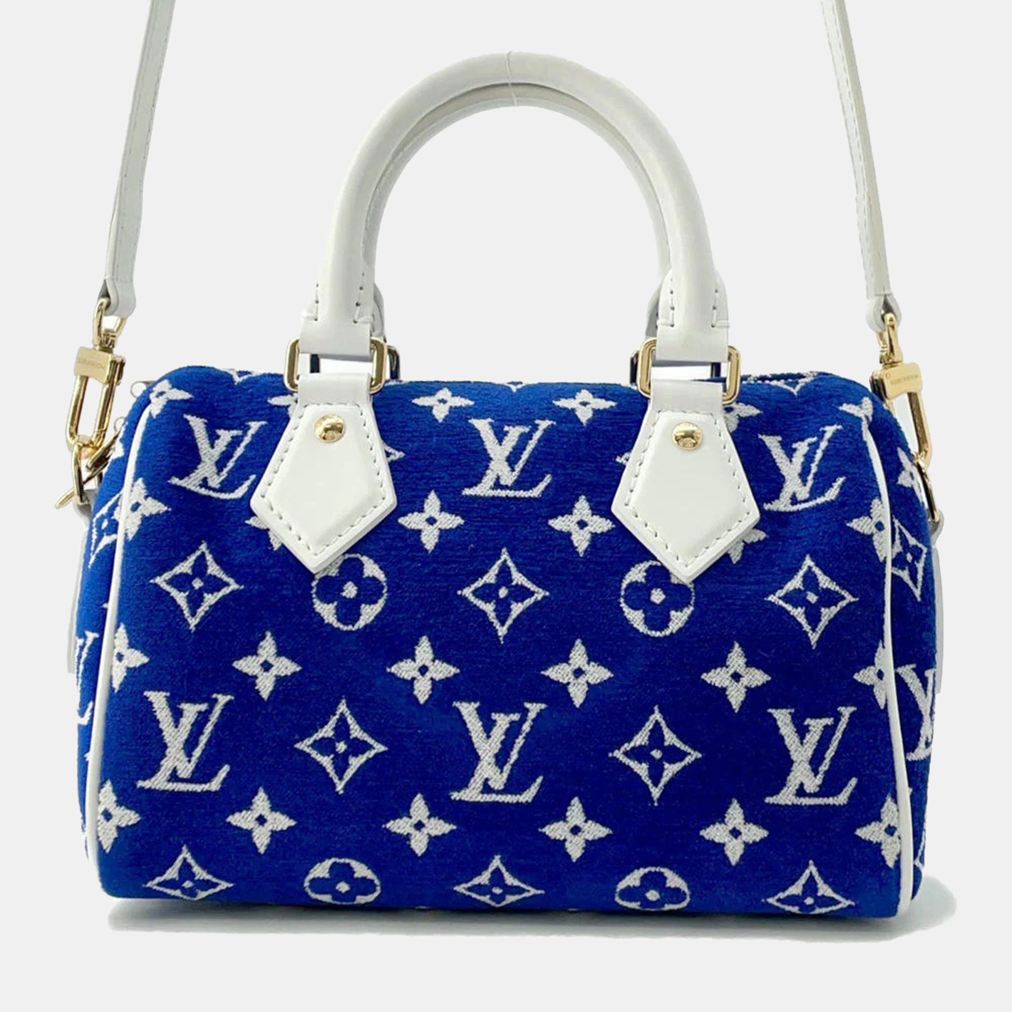 

Louis Vuitton Blue/White Monogram Jacquard Velvet Speedy Bandouliere 20