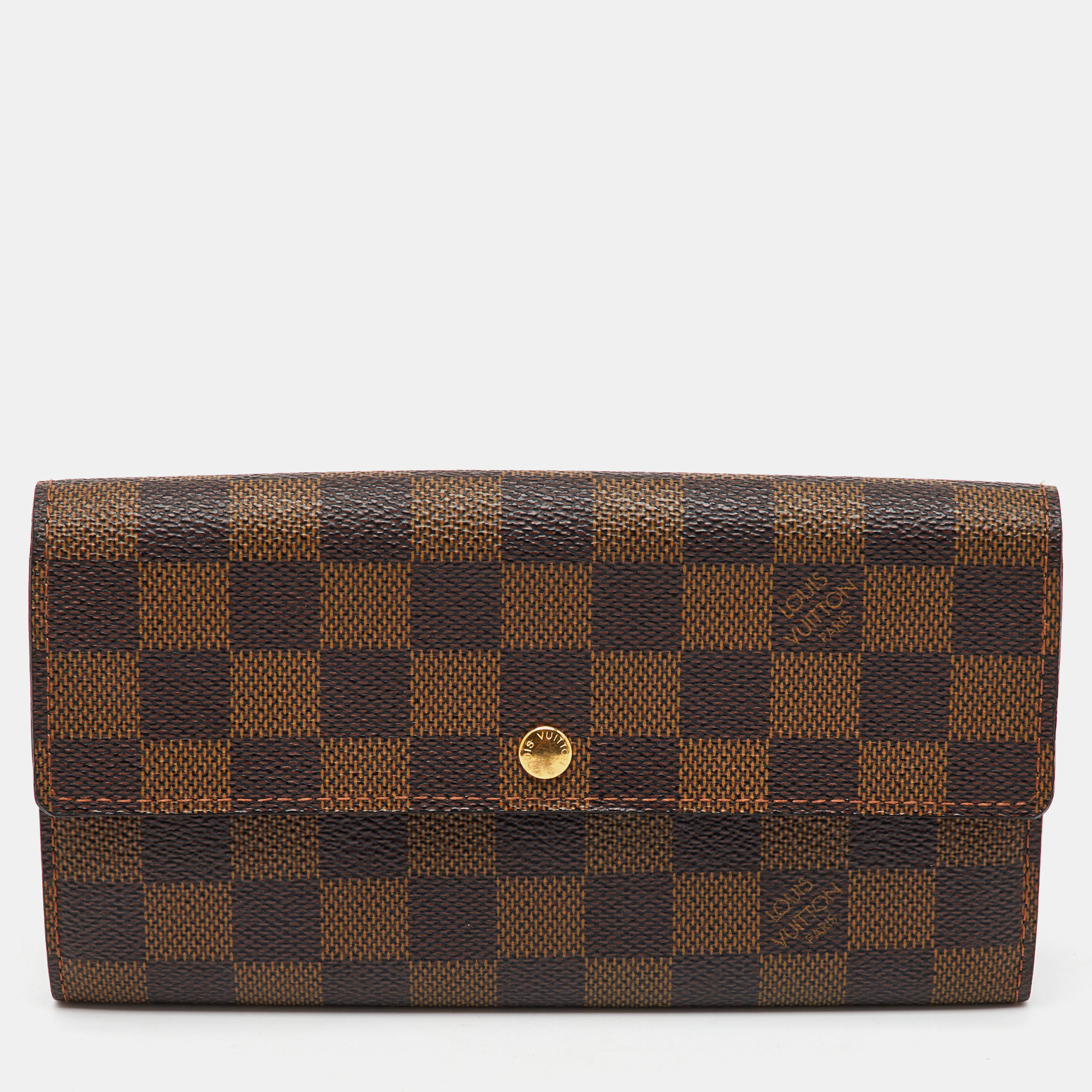 

Louis Vuitton Damier Ebene Canvas Sarah Long Wallet, Brown