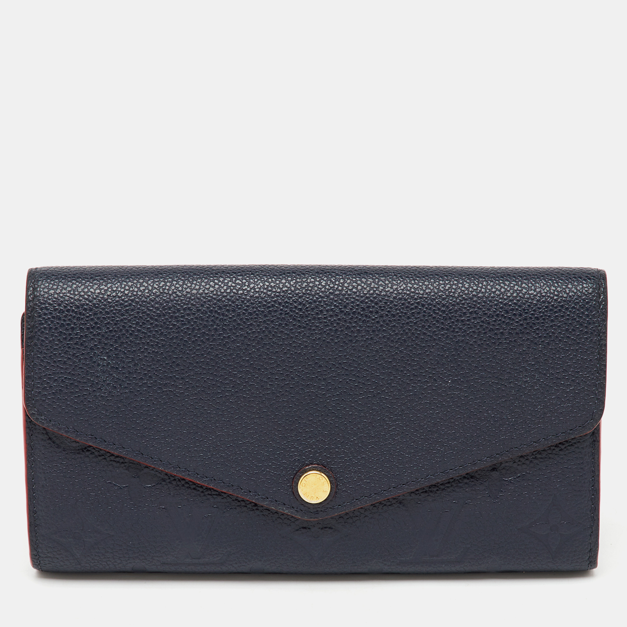 

Louis Vuitton Bleu Infini Monogram Empreinte Leather Portefeuille Sarah Wallet, Navy blue