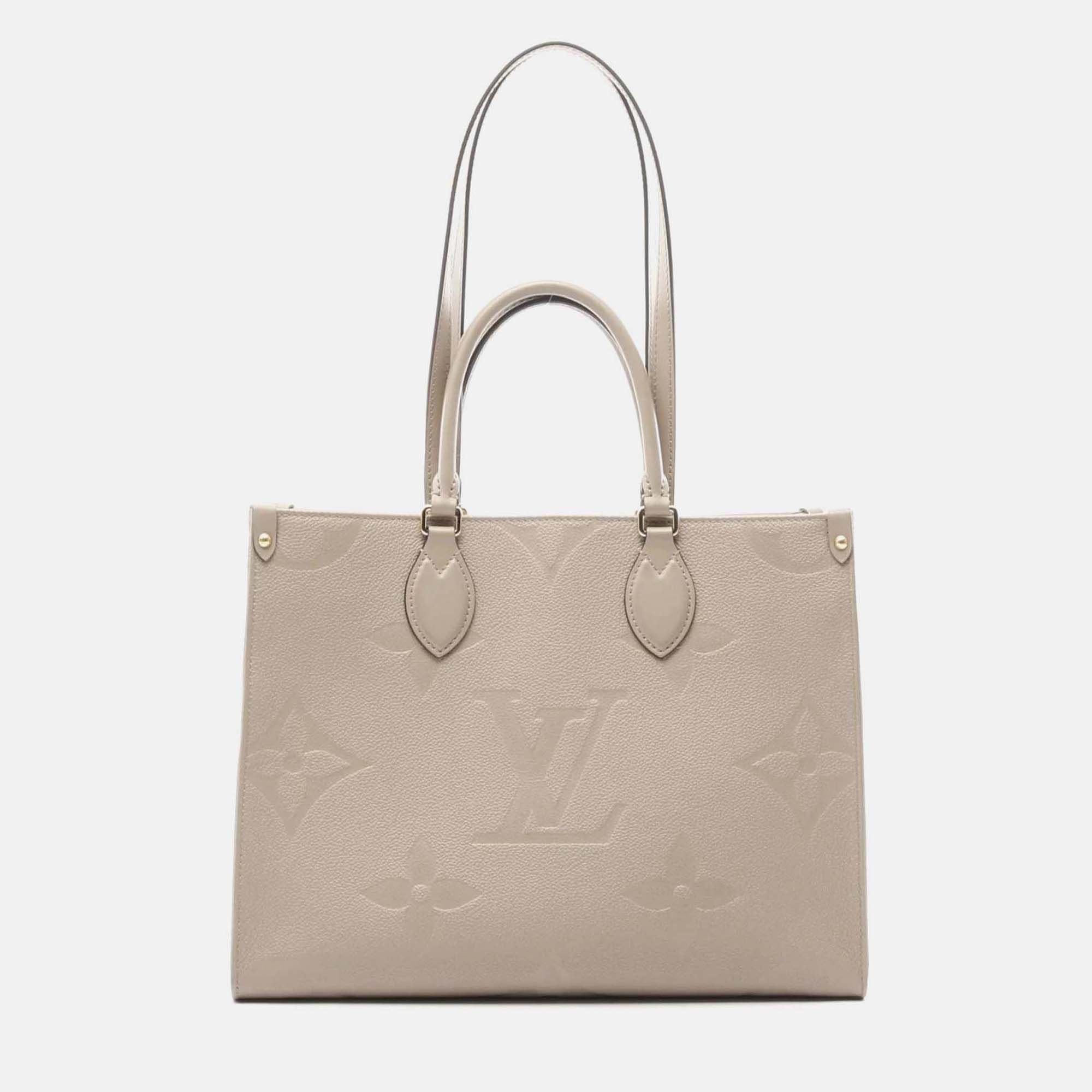 

Louis Vuitton On The Go Mm Tote Bag Leather Monogram Empreinte Beige