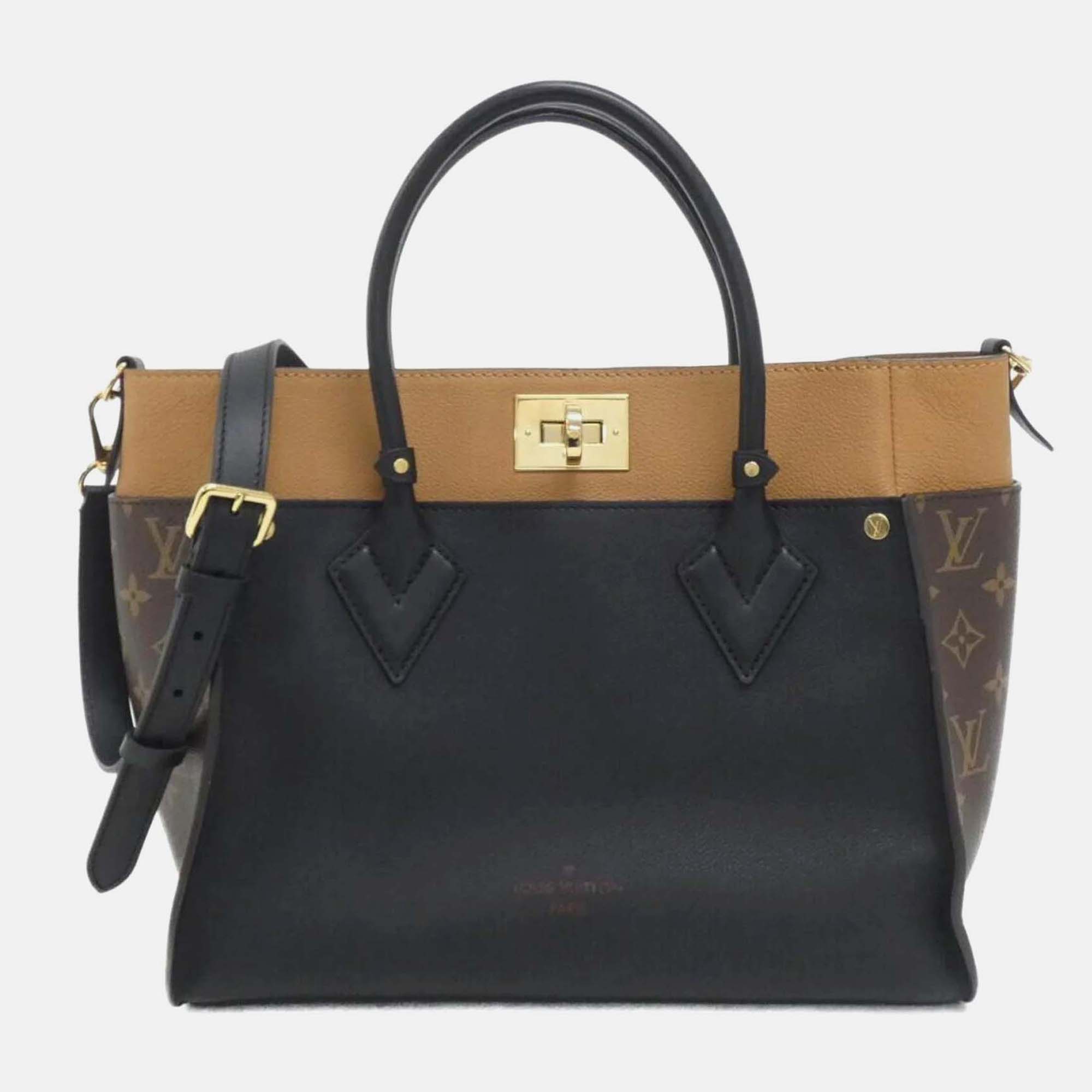 

Louis Vuitton On My Side MM Monogram Leather Top Handle Bag, Black