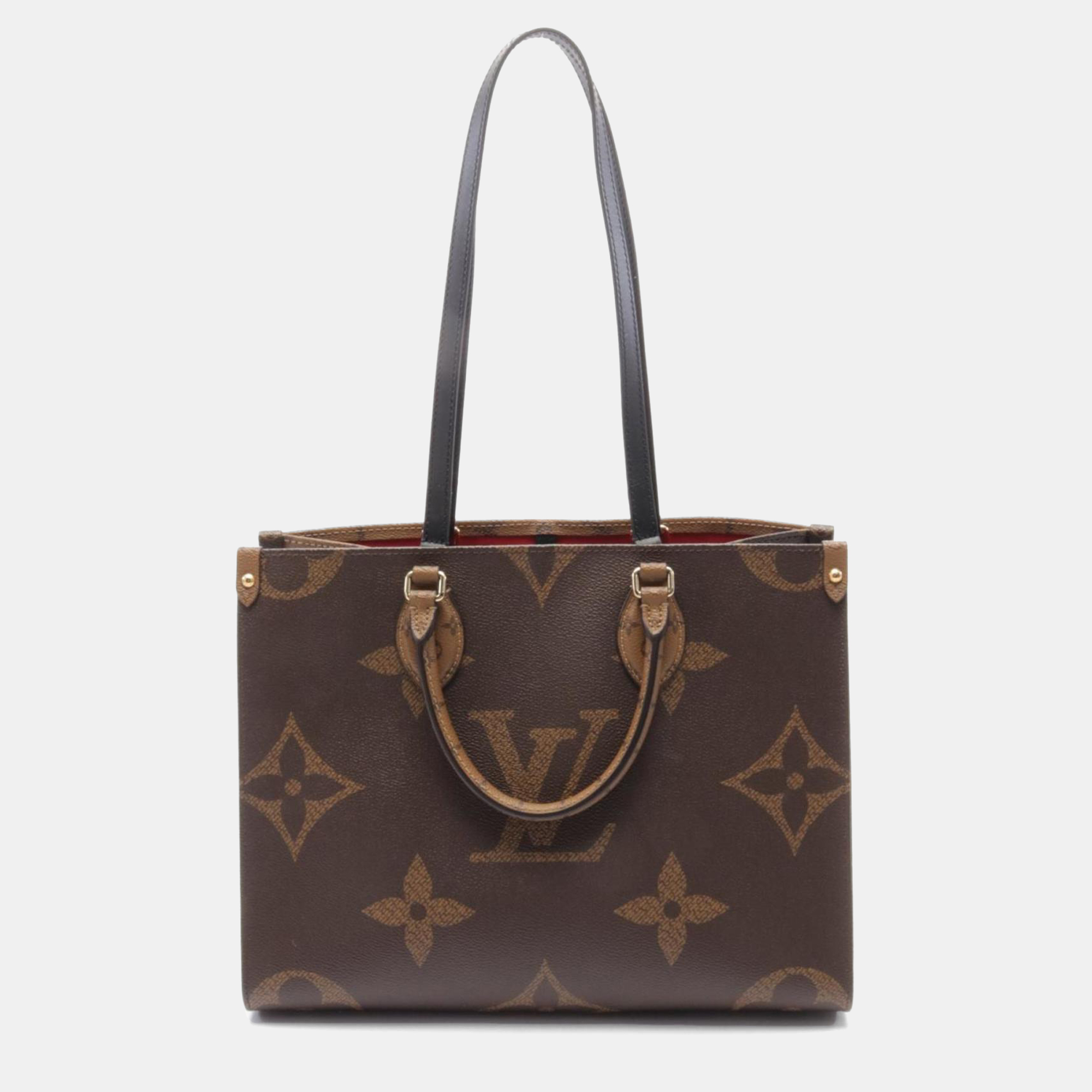 

Louis Vuitton On The Go MM Tote Bag Coated Canvas Leather Monogram Giant Reverse Brown Beige