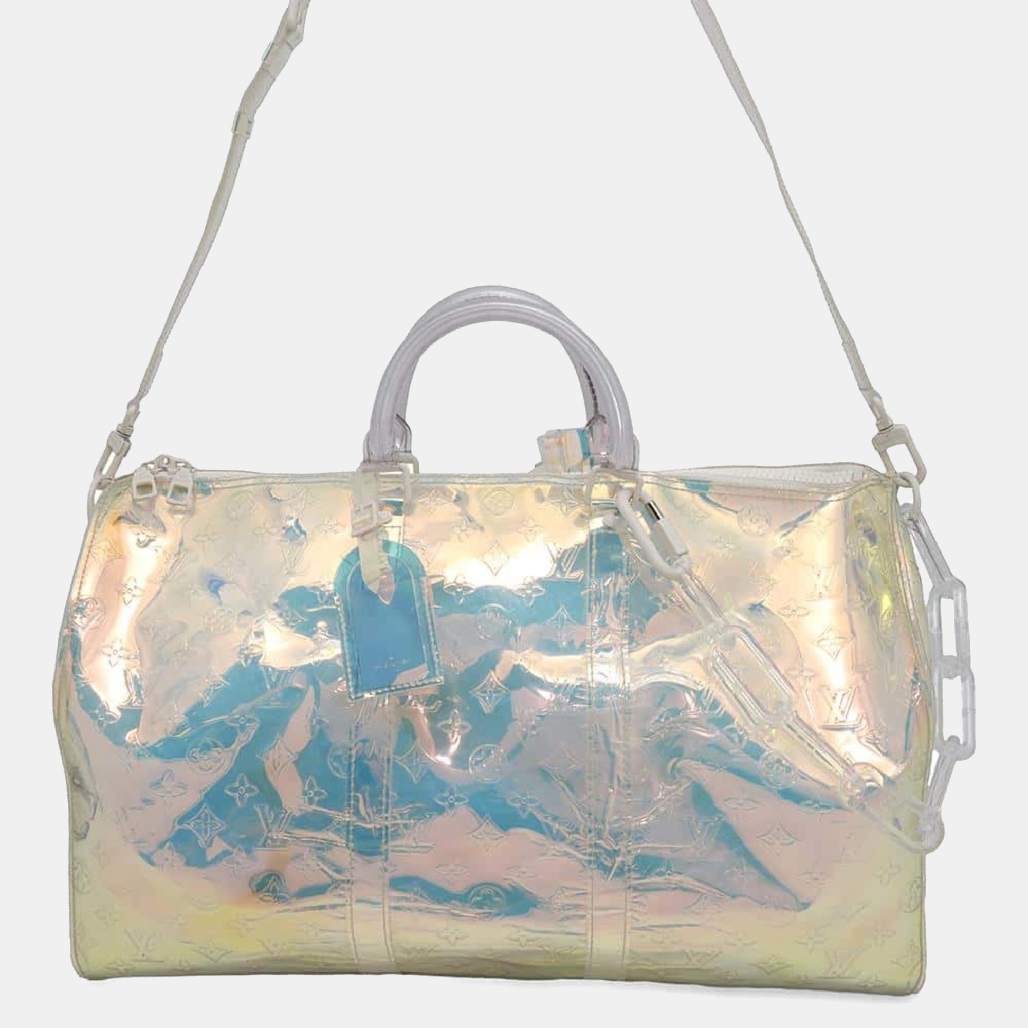 

Louis Vuitton Boston Bag Monogram Prism Keepall Bandouliere 50, White
