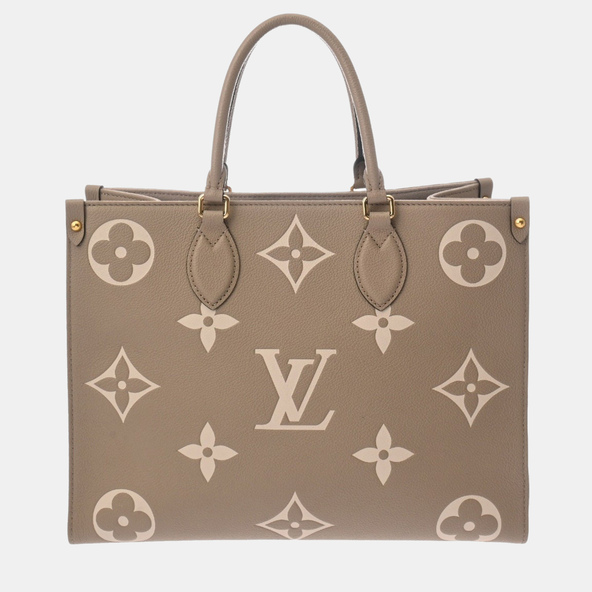 

Louis Vuitton Monogram Empreinte On The Go Mm 2Way Tote Tourterelle Creme Leather Handbag, Beige