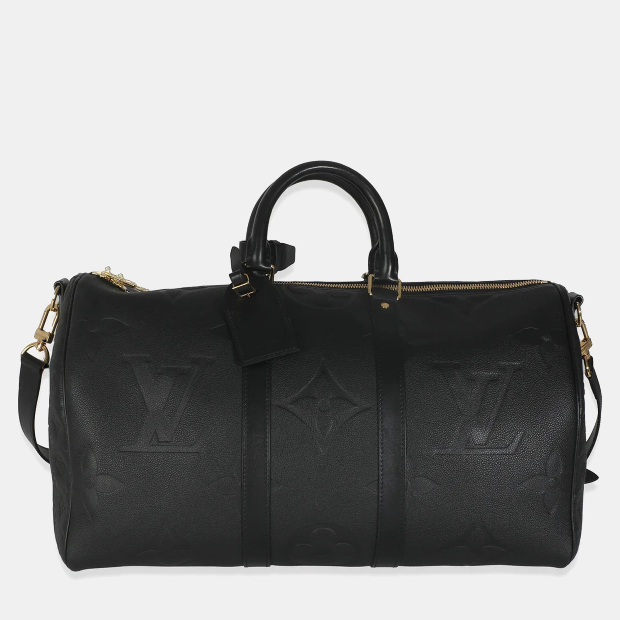 

Louis Vuitton Black Monogram Empreinte Giant Keepall Bandouliere 45 bag