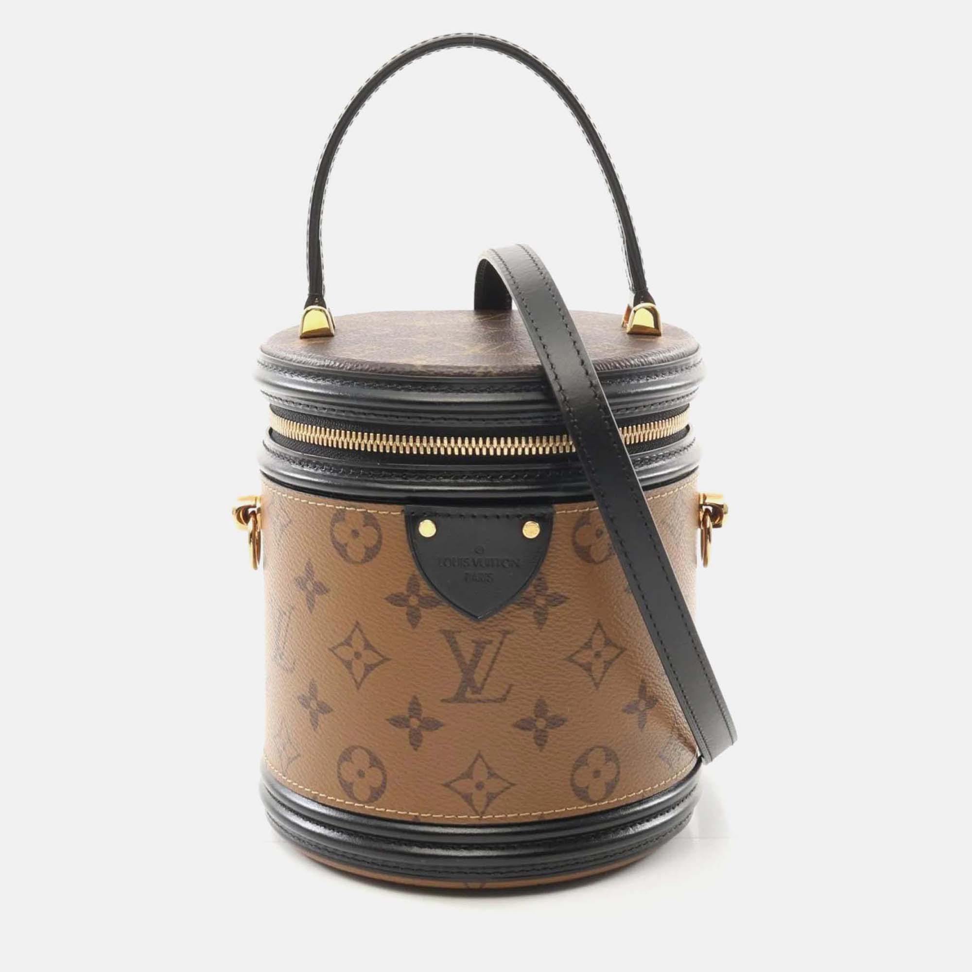 

Louis Vuitton Cannes Monogram Reverse Handbag Coated Canvas Leather Brown Black