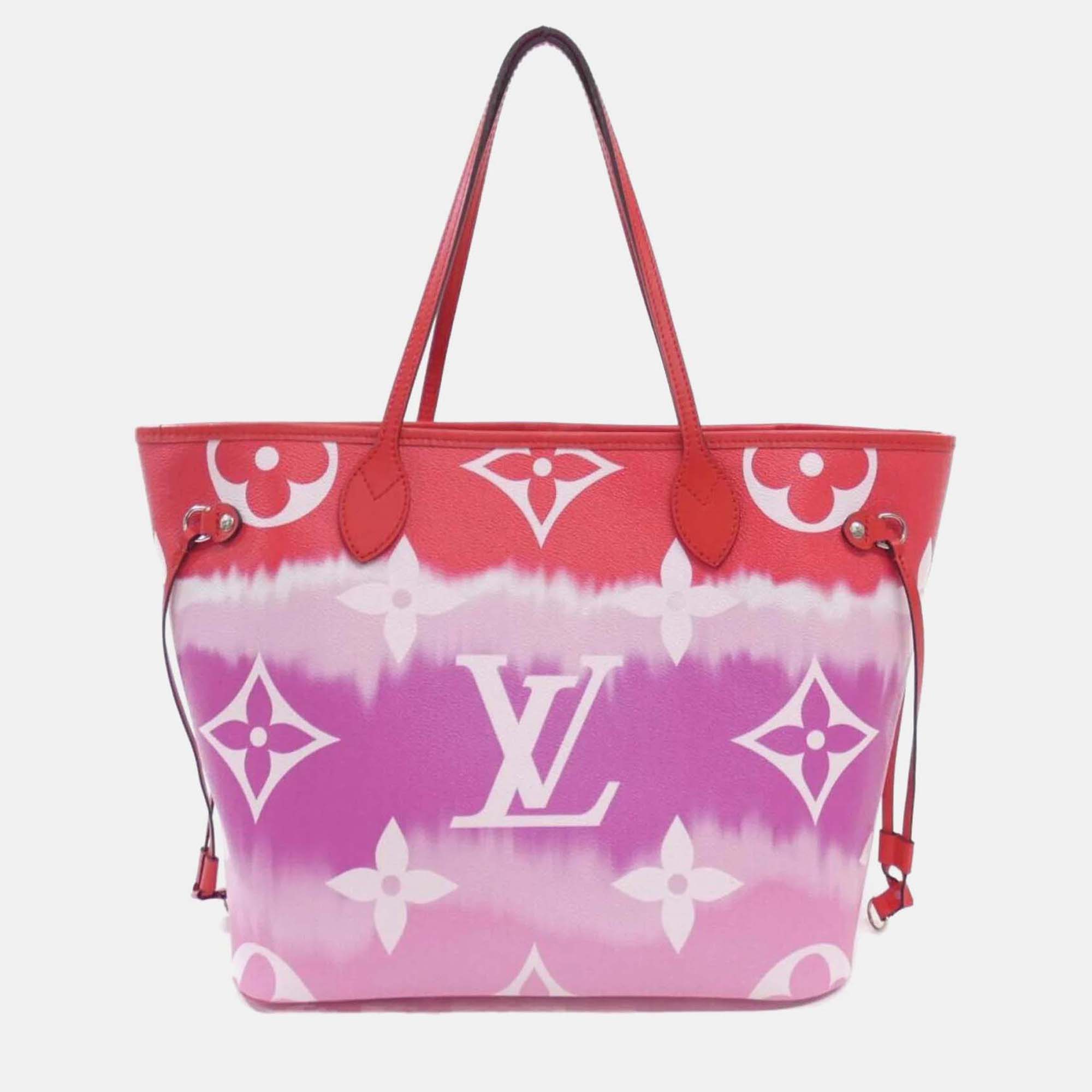

Louis Vuitton Escale Neverfull MM Pink/Red Coated Canvas Handbag