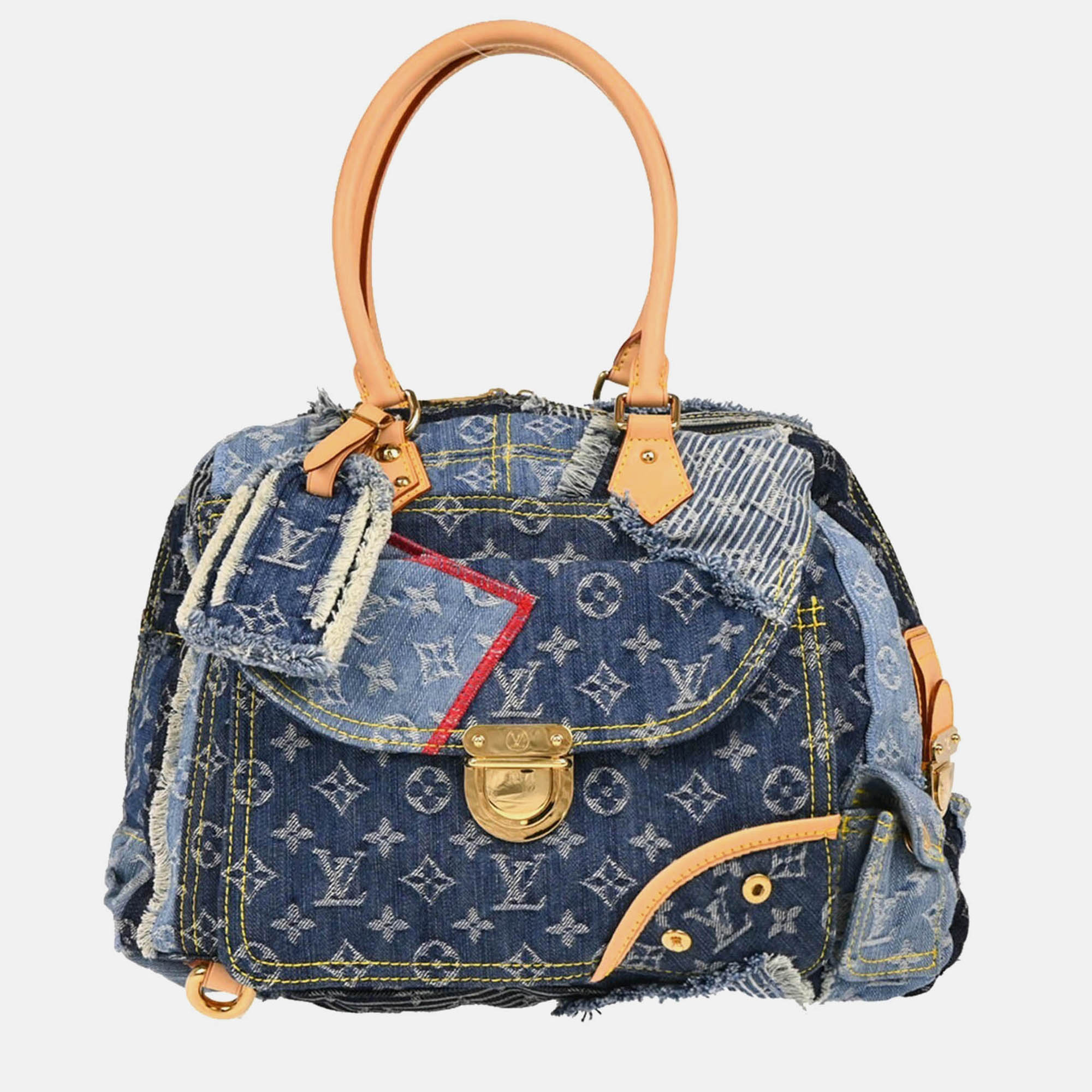 

Louis Vuitton Monogram Denim Patchwork Bowly Shoulder Bag, Blue