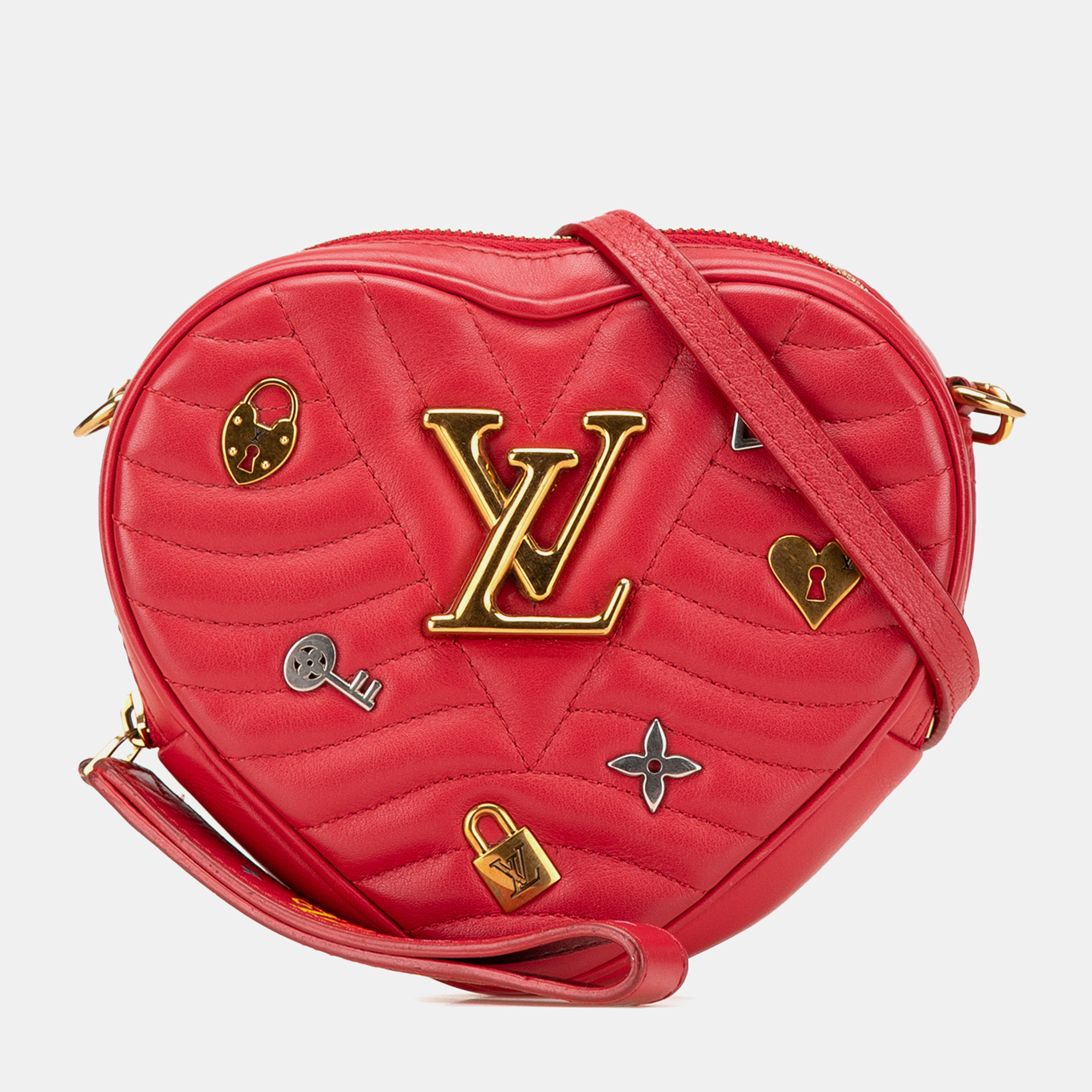 

Louis Vuitton Red Calfskin Embellished New Wave Love Lock Crossbody