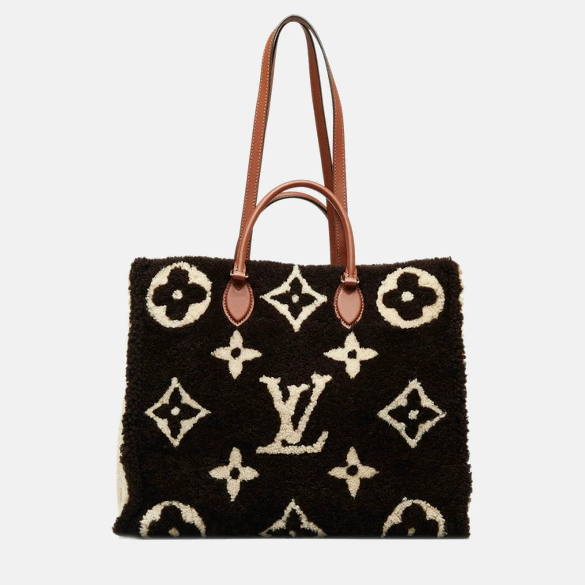 

Louis Vuitton Monogram Teddy On The Go Gm Tote Bag Beige/Black Mouton Leather