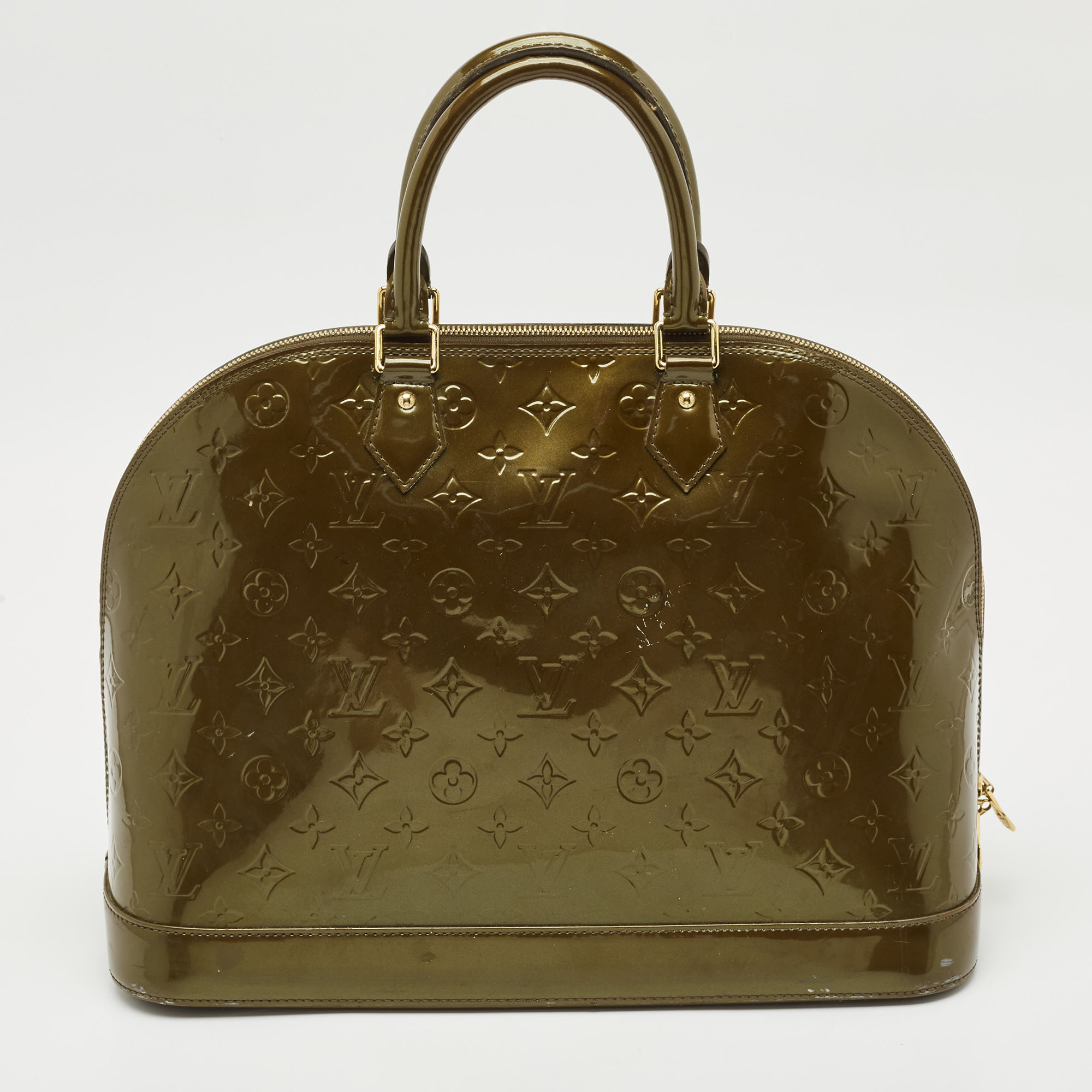 

Louis Vuitton Vert Olive Monogram Vernis Alma GM Bag, Green