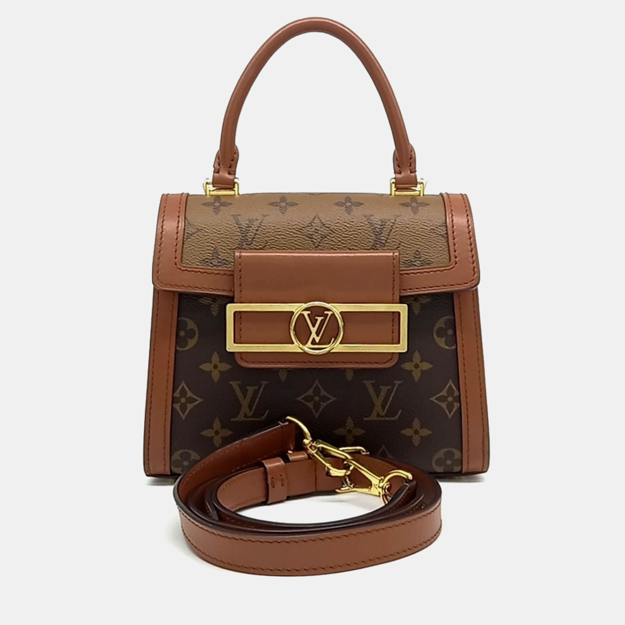 

Louis Vuitton Brown Canvas and Leather Dauphine Capital Top Handle Bag