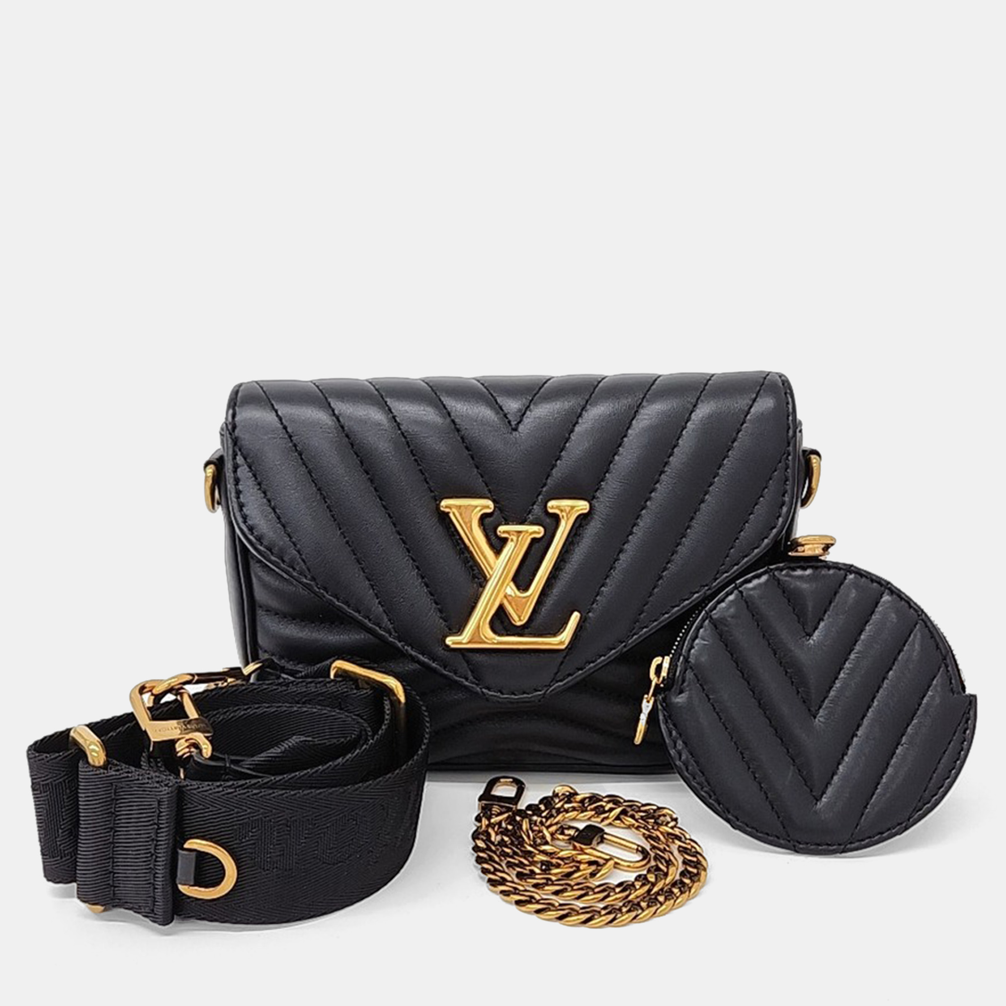 

Louis Vuitton Black Leather New Wave Multi Pochette bag