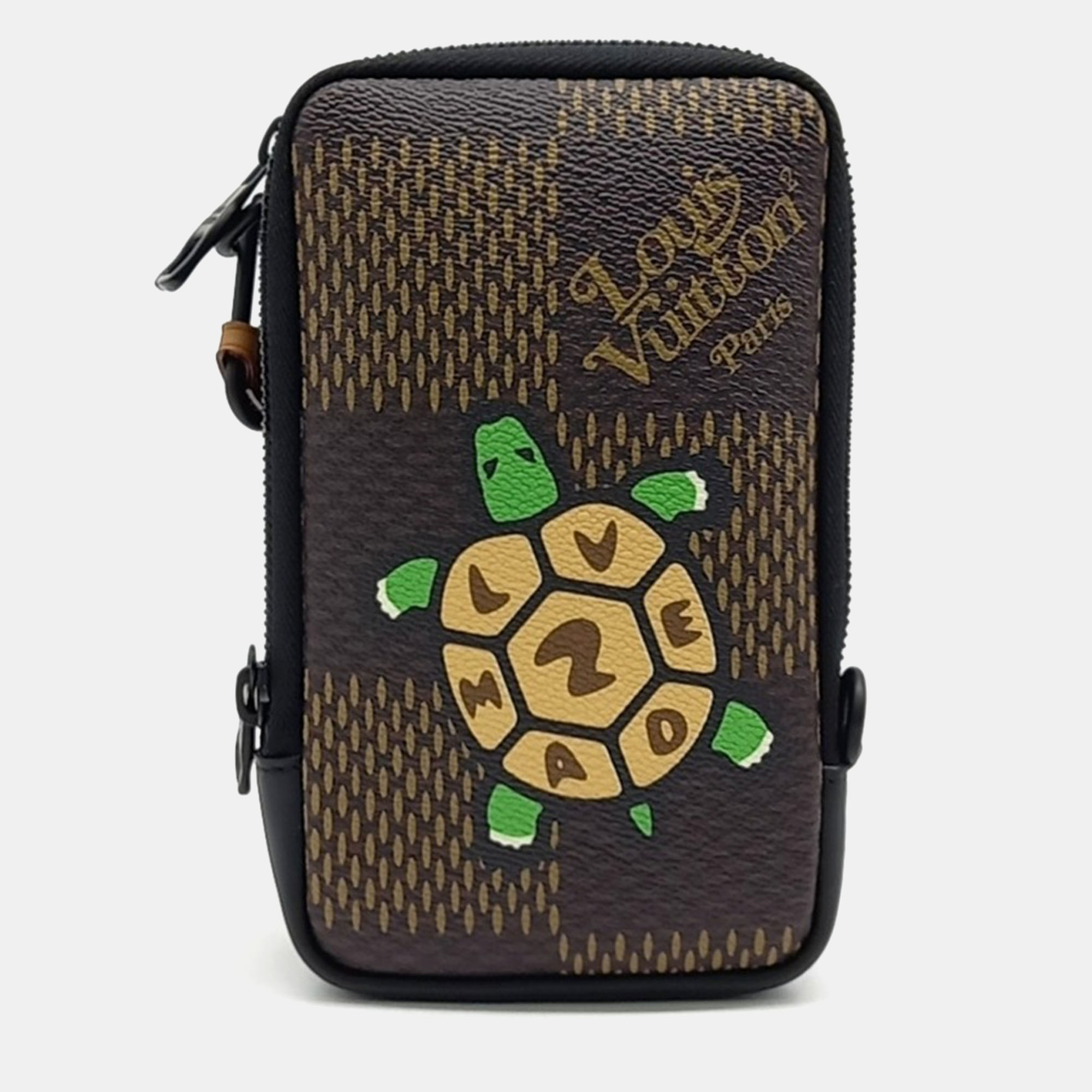 

Louis Vuitton Brown Coated Canvas X Nigo Double Phone Crossbody Bag