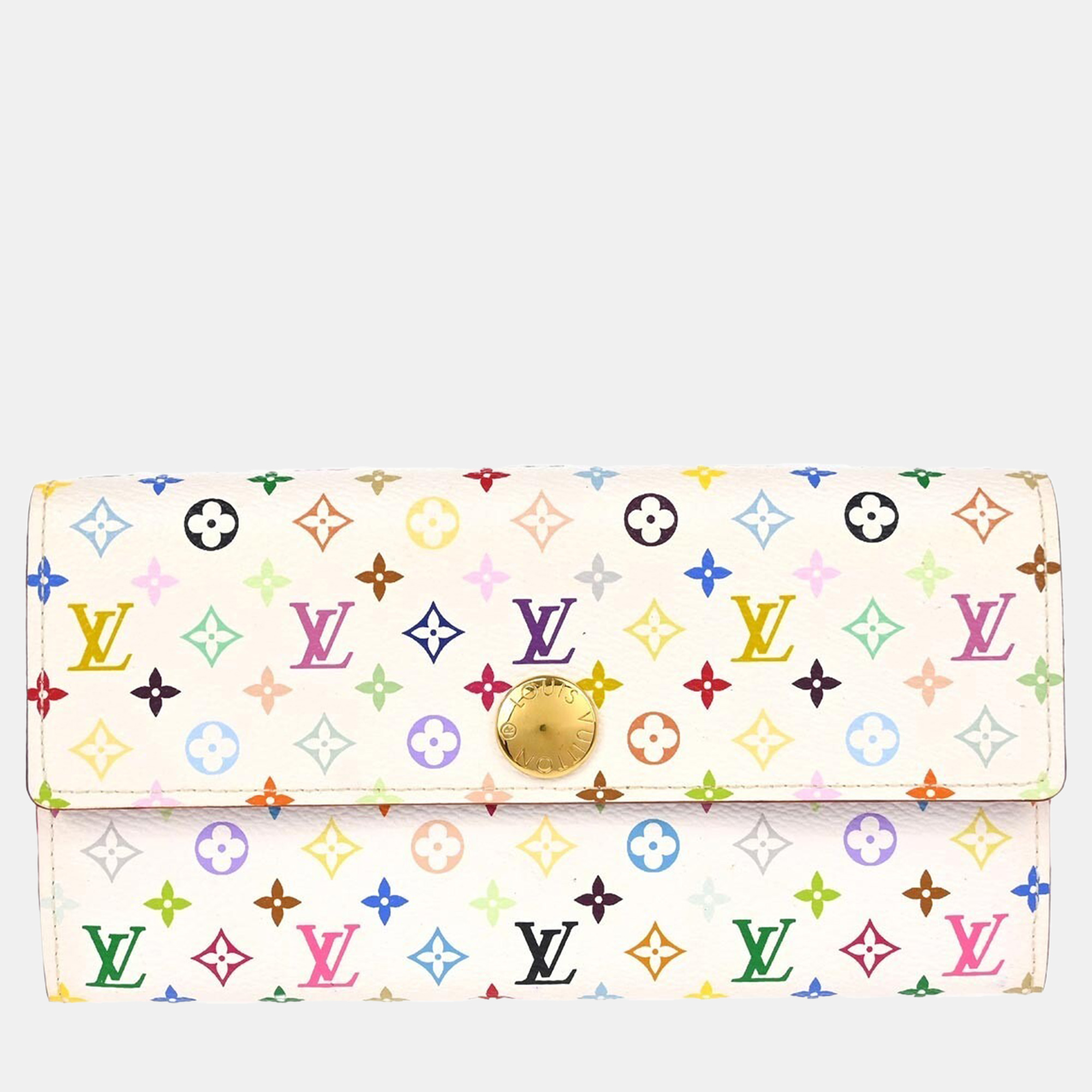 

Louis Vuitton Portefeuille Sarah Multicolor Canvas Wallet, White