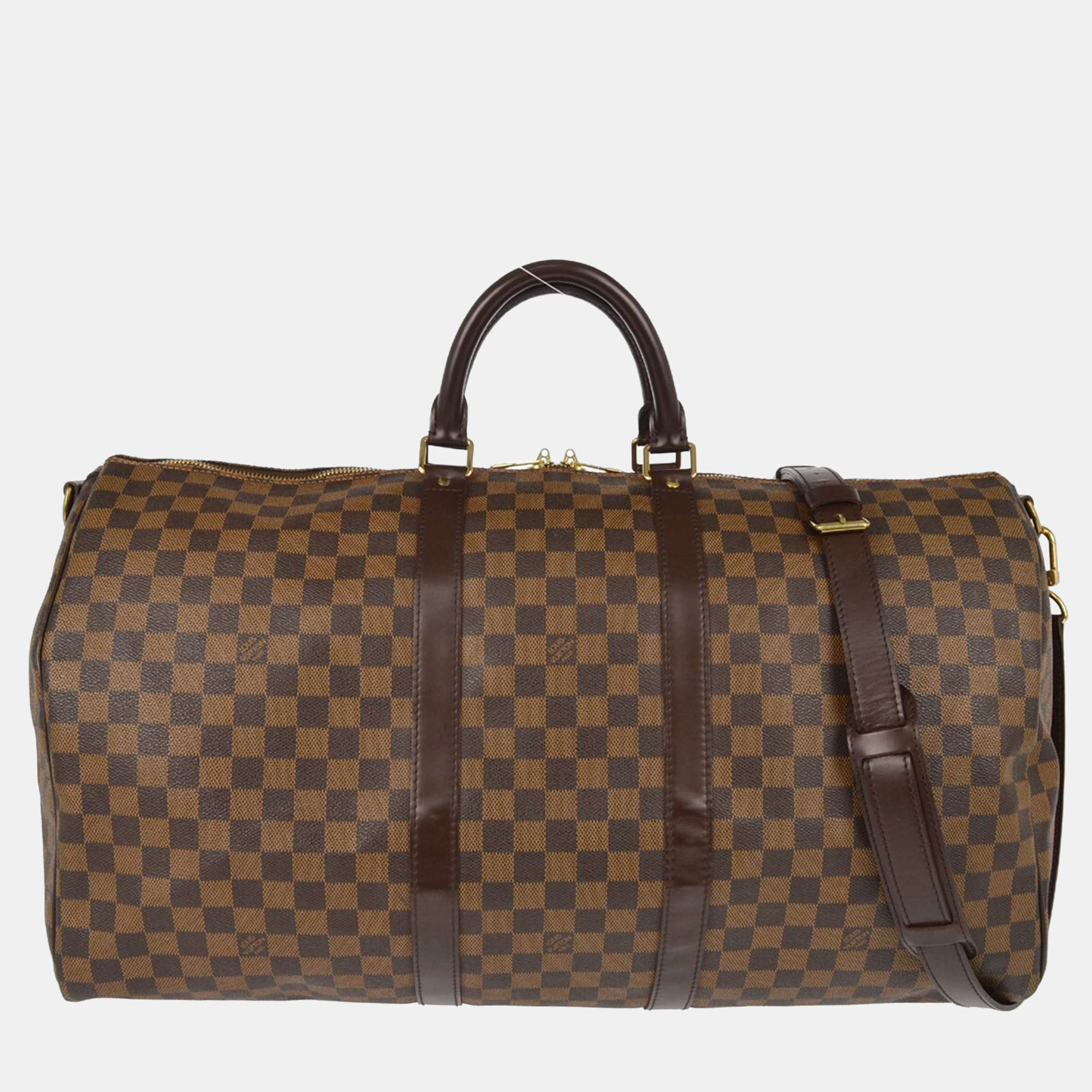 

Louis Vuitton Keepall Bandouliere 55 Damier Ebene Canvas Duffle Bag, Brown