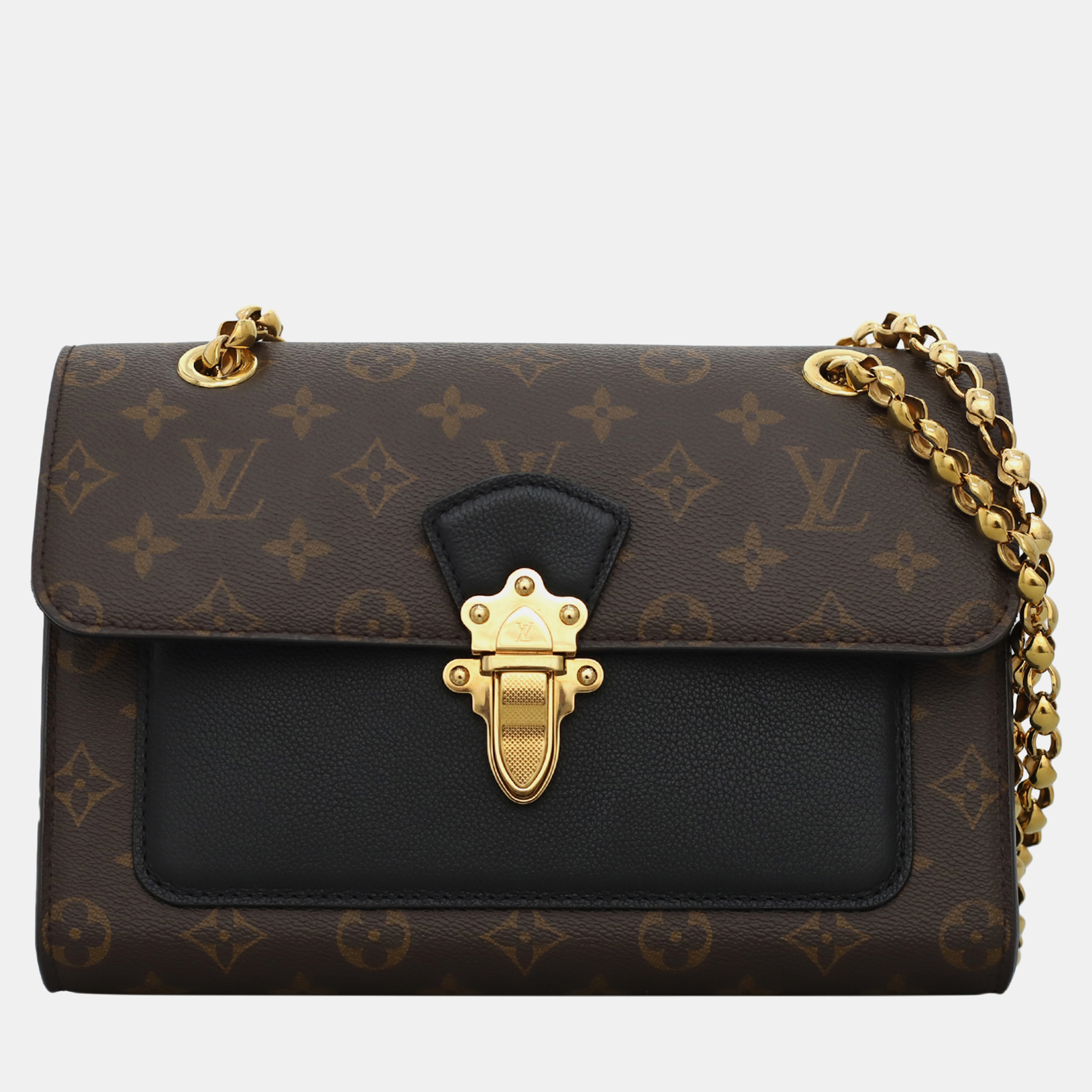 

Louis Vuitton Victoire Black Brown Monogram Chain Bag