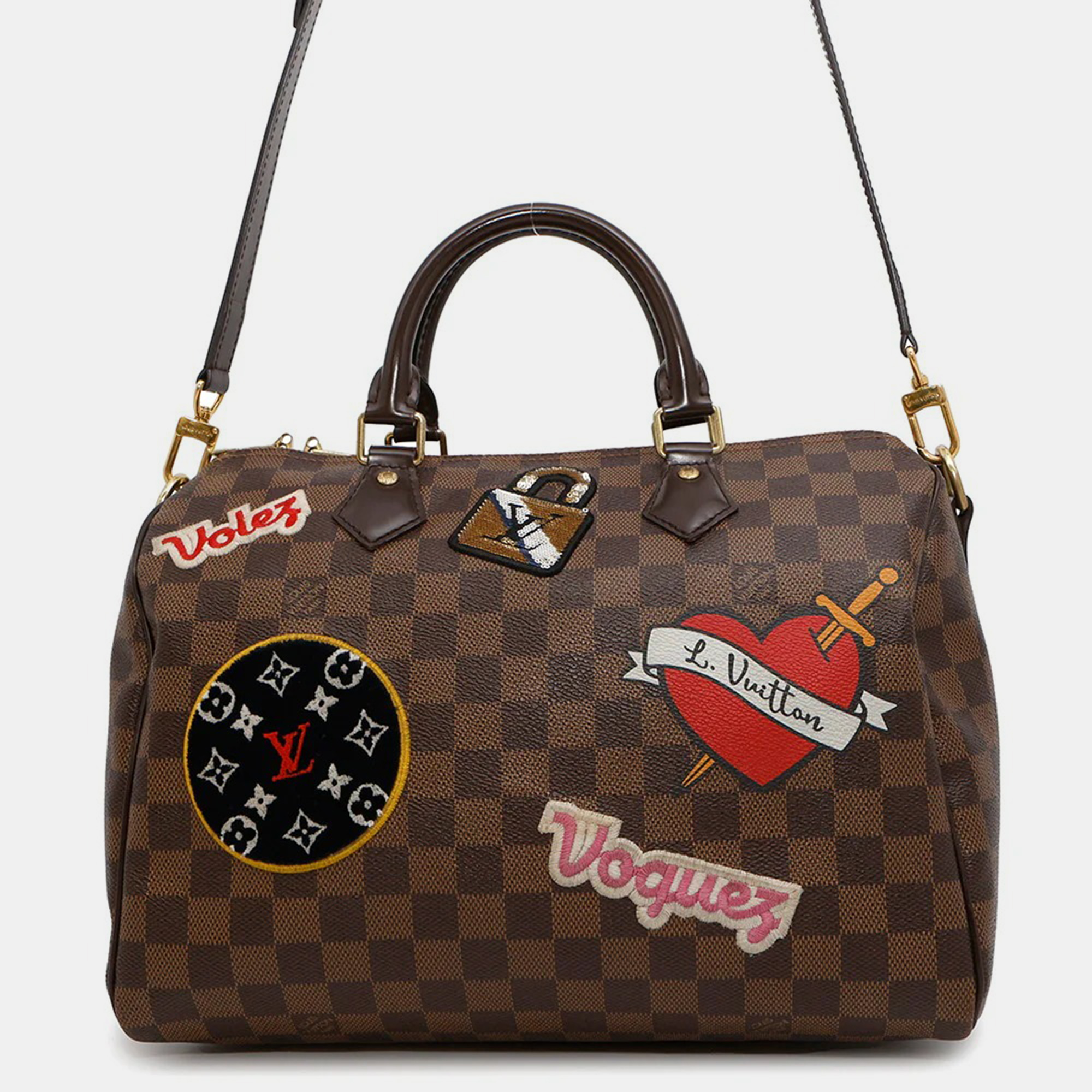 

Louis Vuitton Speedy Bandoulière 30 Red Damier Ebene Canvas Bag, Brown