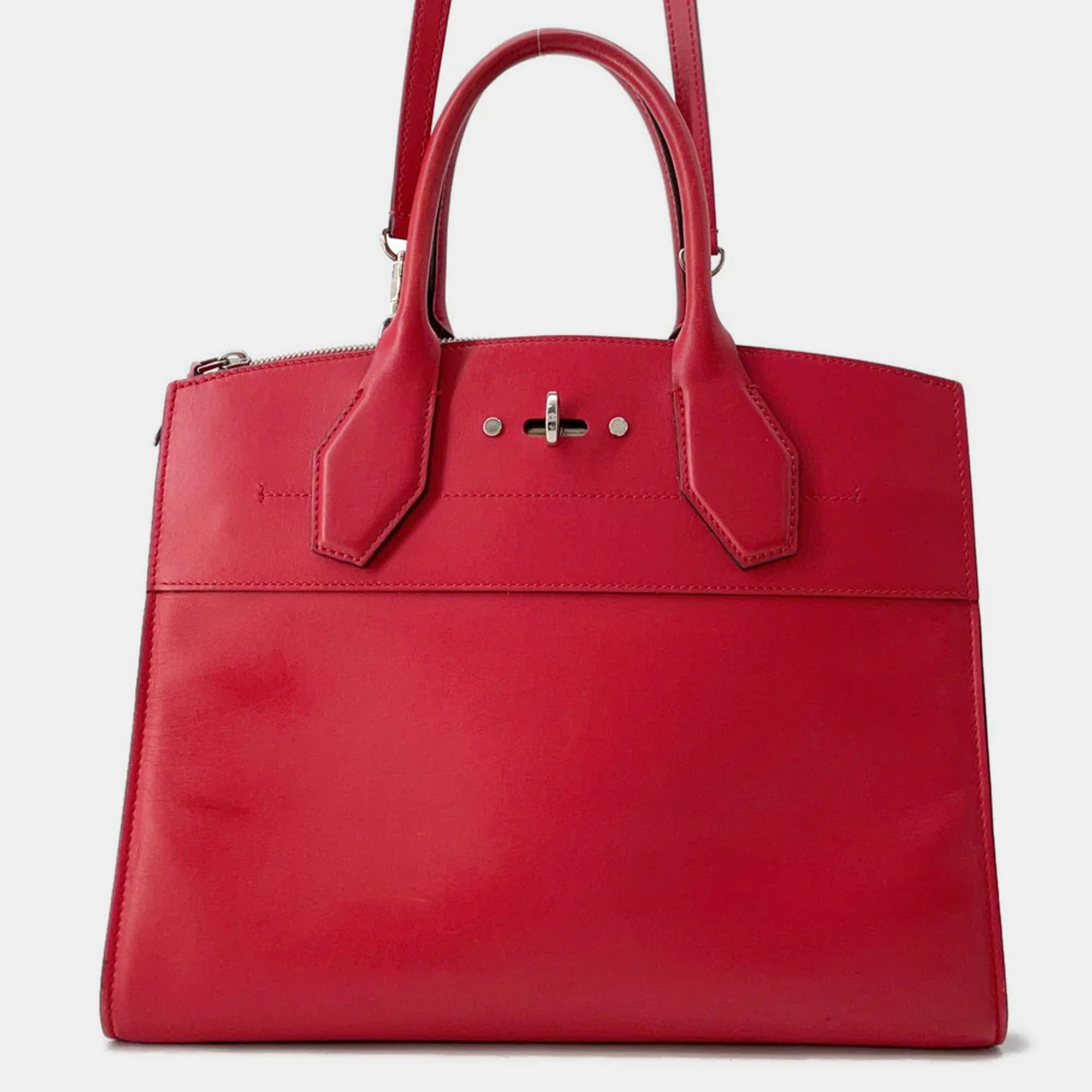 Louis Vuitton City Steamer MM Ruby Leather Satchel Bag
