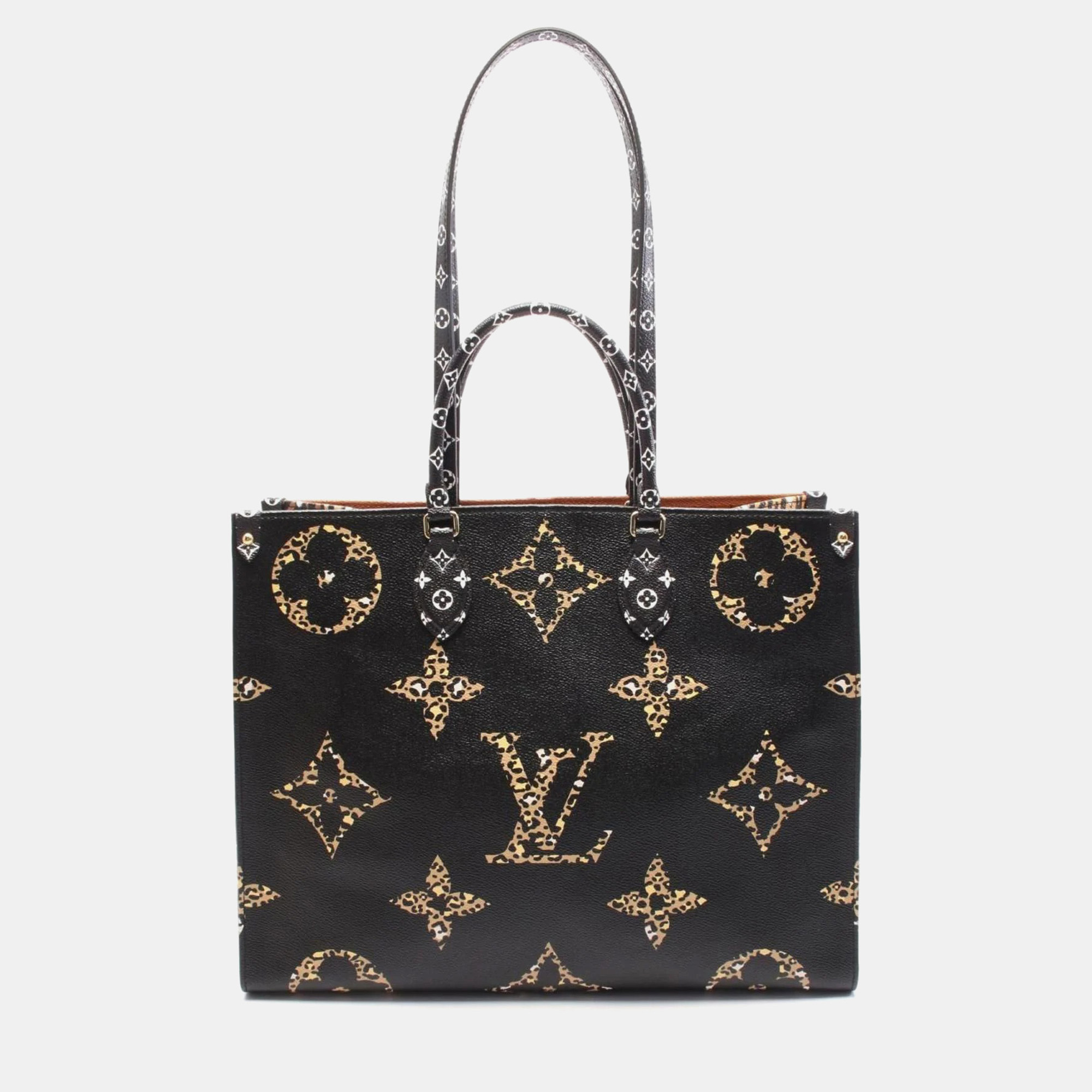 Louis Vuitton OnTheGo GM Brown/Black/White Monogram Canvas Tote Bag