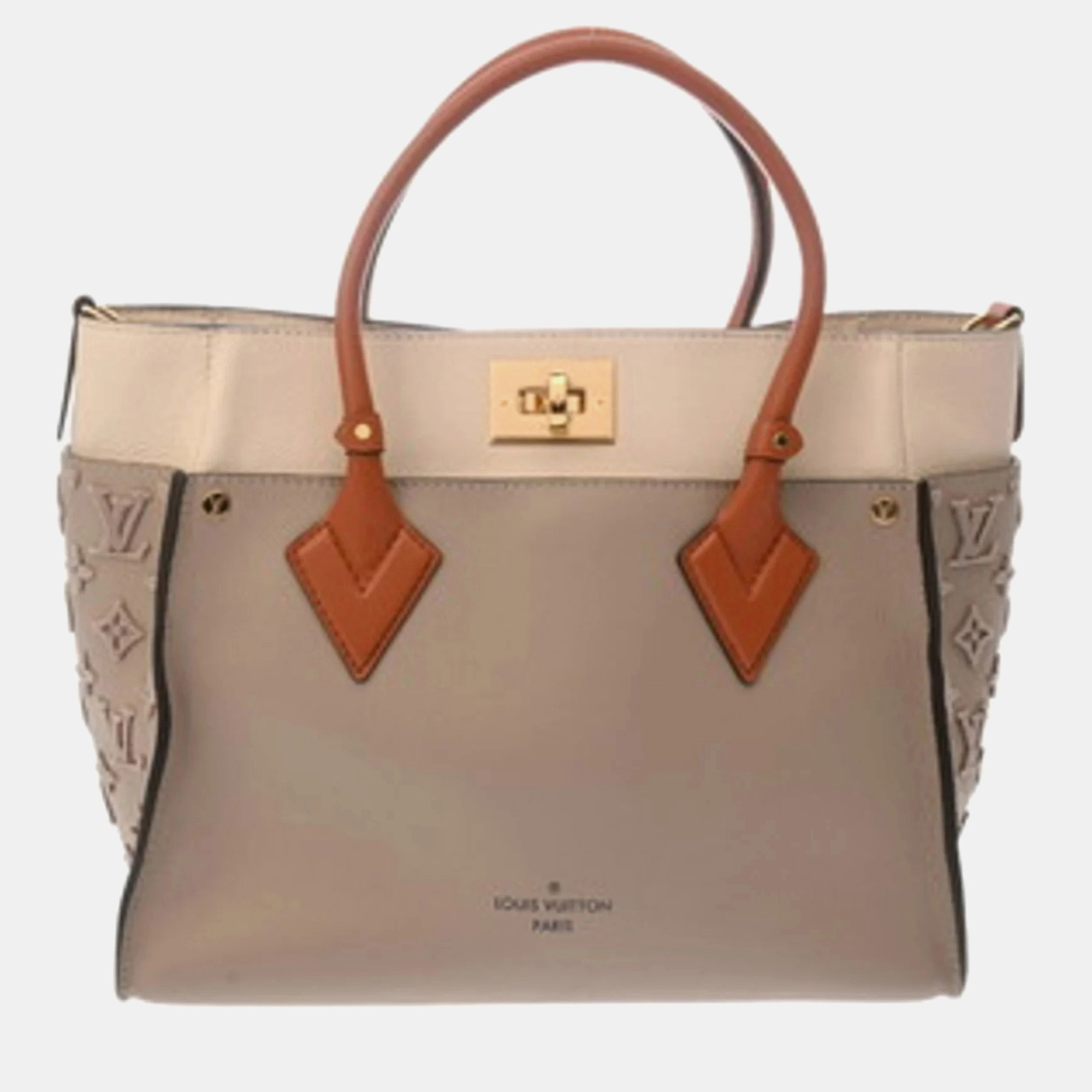 

Louis Vuitton Monogram On My Side Mm Tuftage Galle Calfskin 2-Way Bag, Beige