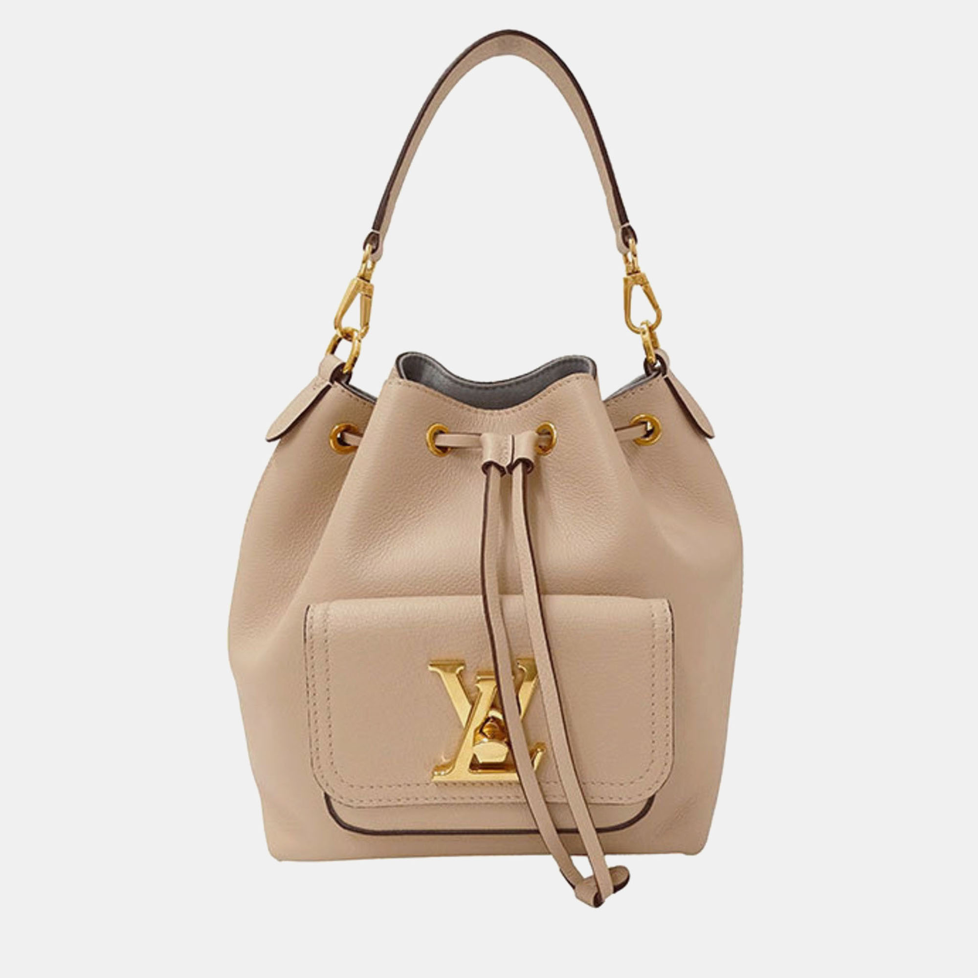 

Louis Vuitton LockMe Bucket PM Leather Shoulder Bag, Beige